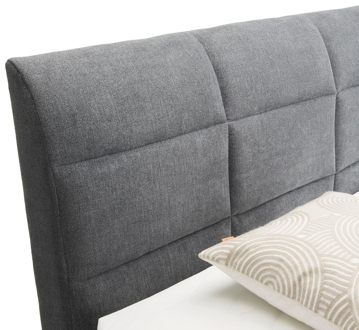 Boxspringbett Runner in Grau ca. 90x200cm - Edelstahlfarben/Schwarz, Holz/Kunststoff (90/200cm) - Mömax