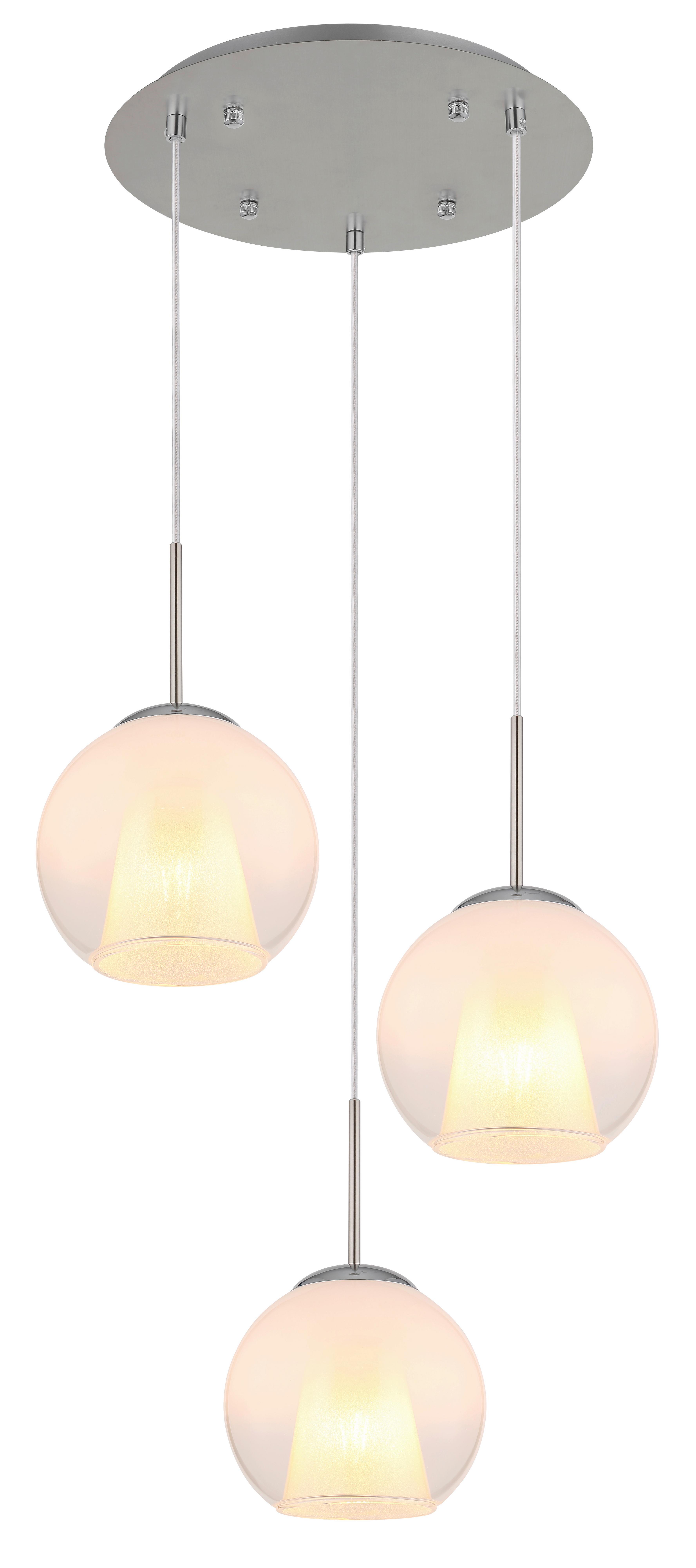 Viseća Svjetiljka Barry - bijela/boje nikla, Basics, staklo/metal (45/120cm) - Globo