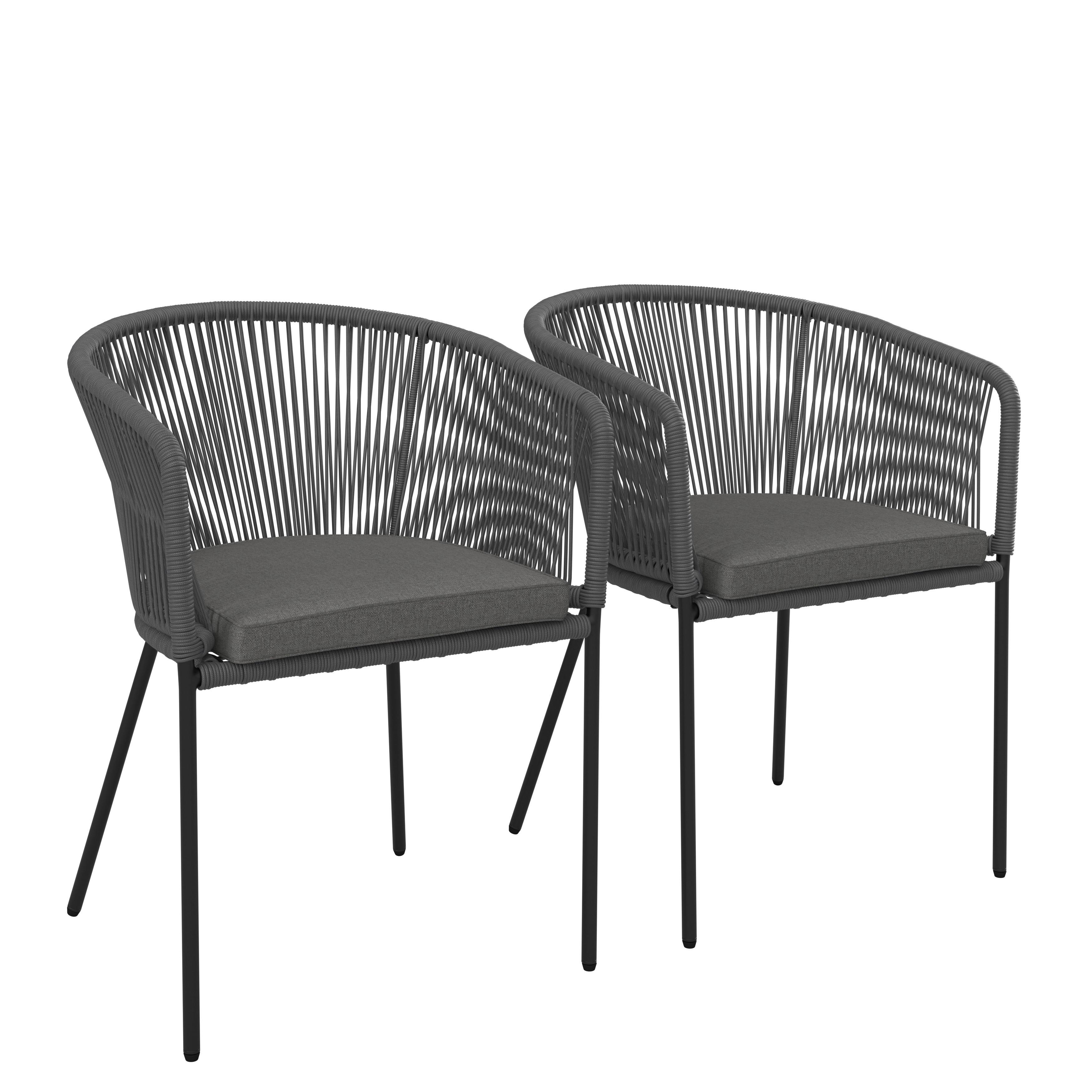 Gartensessel-Set 2-er Set Victor Dunkelgr. Metall/Textil - Dunkelgrau, MODERN, Textil/Metall (56/59/78cm) - Bessagi Garden