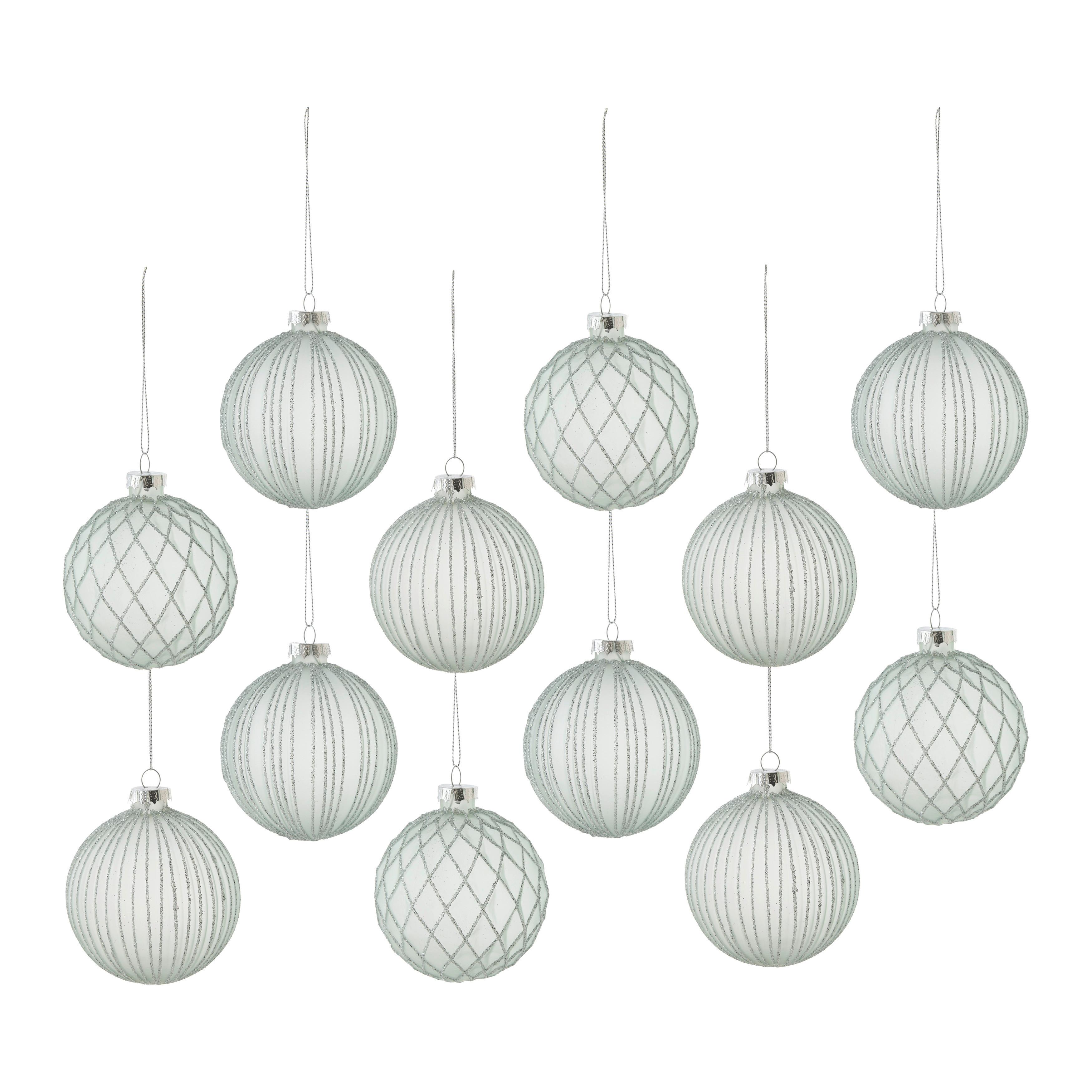 Christbaumkugel-Set Miracle Pastellblau 12-teilig - Pastellblau, Glas/Textil (8cm) - Mömax