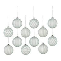 Christbaumkugel-Set Miracle Pastellblau 12-teilig - Pastellblau, Glas/Textil (8cm) - Mömax