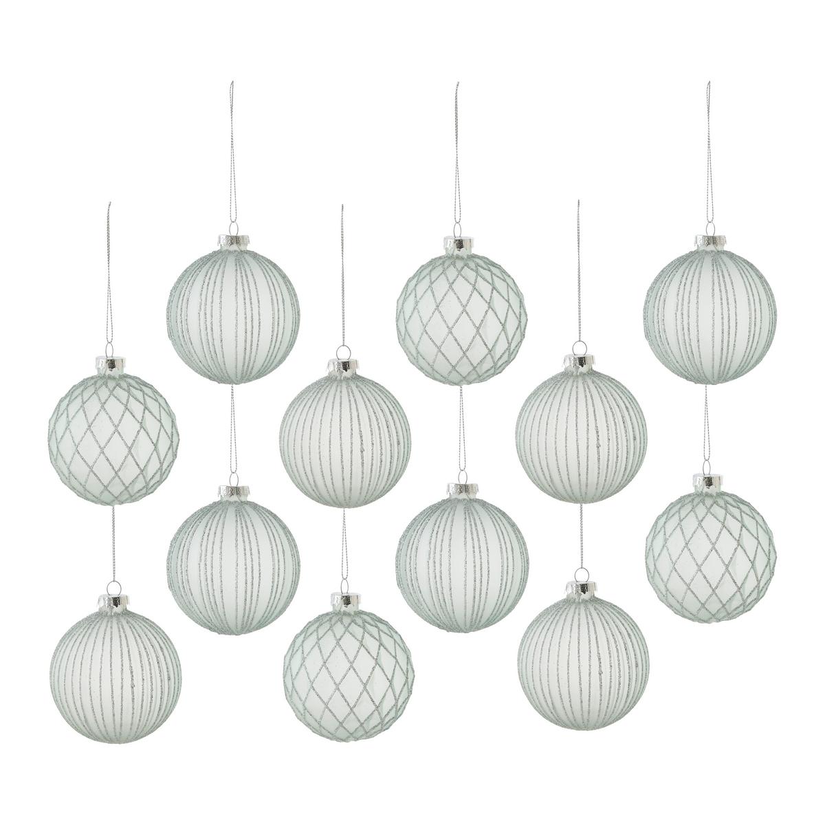 Christbaumkugel-Set Miracle Pastellblau 12-teilig - Pastellblau, Glas/Textil (8cm) - Mömax