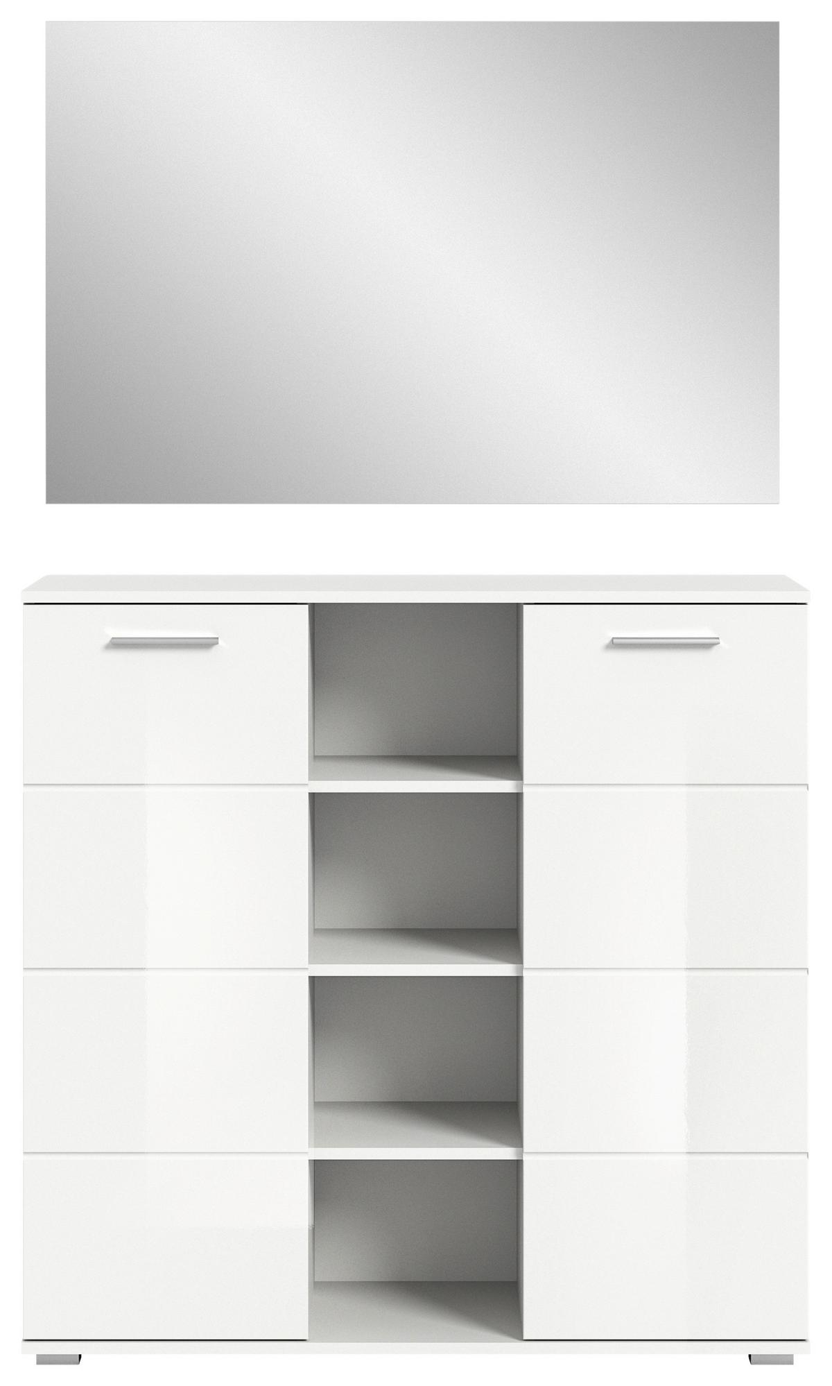 Predsoba Prego, Bela Visok Sijaj, 2-Delna - bela/visoki sijaj, Design, steklo/leseni material (110/191/37cm) - Xora