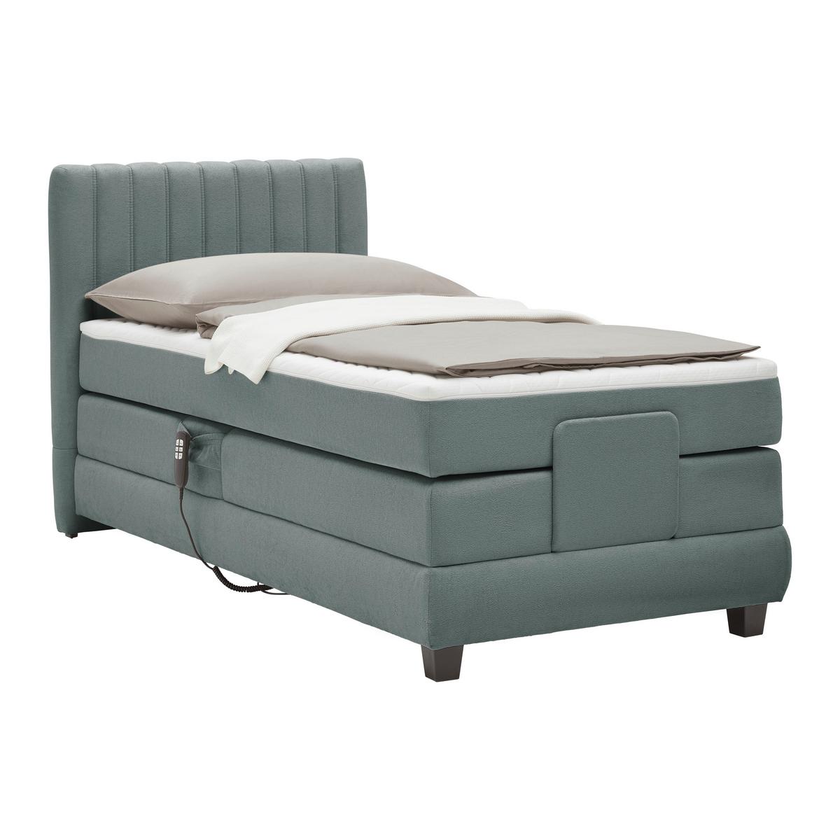 Boxspringbett Dixon Dunkelgrau ca. 90x200cm - Dunkelgrau/Schwarz, KONVENTIONELL, Holz/Holzwerkstoff (90/200cm) - Premium Living