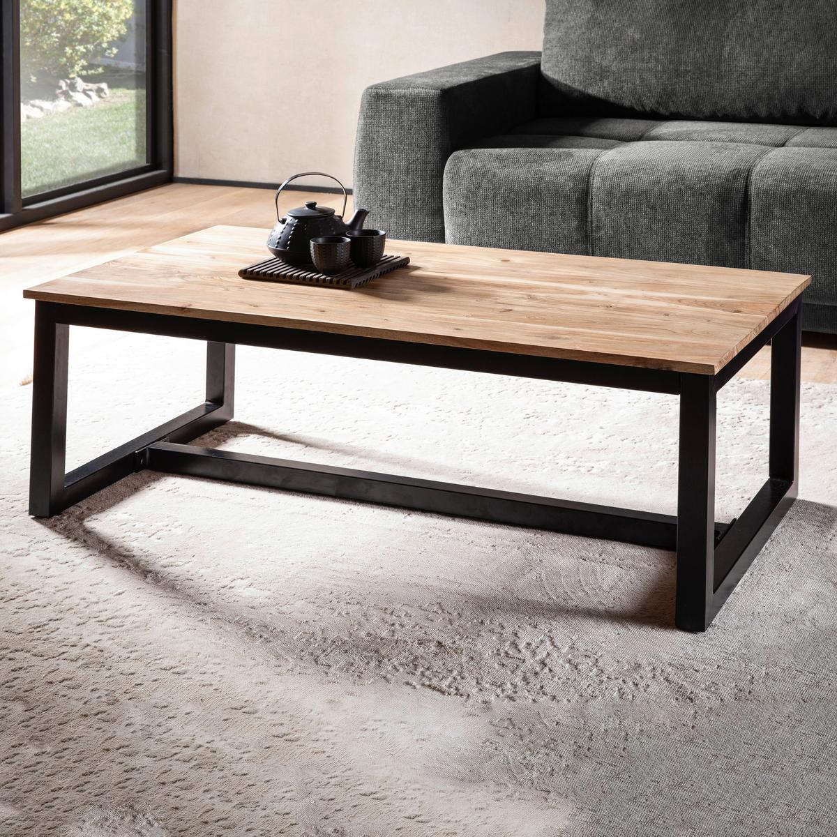 COUCHTISCH WL7.063 - Schwarz/Akaziefarben, Design, Holz/Metall (110/60/40cm) - MID.YOU