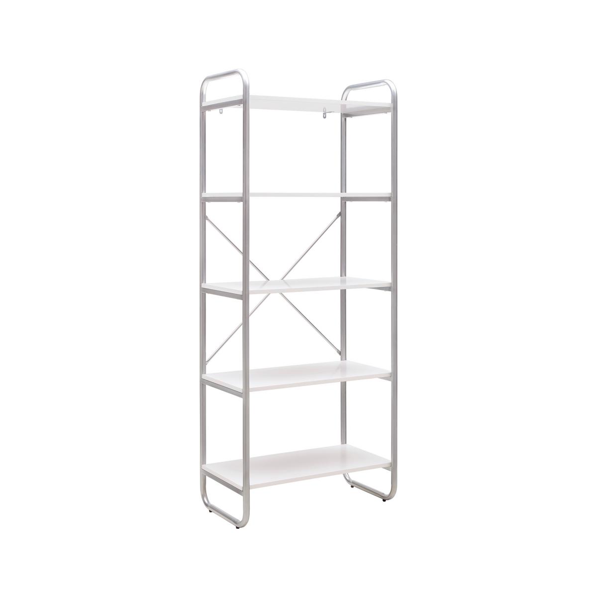 Regal Elva -Exklusiv- - Weiss/Silberfarben, Modern, Holzwerkstoff/Metall (70/173/40cm) - Mömax