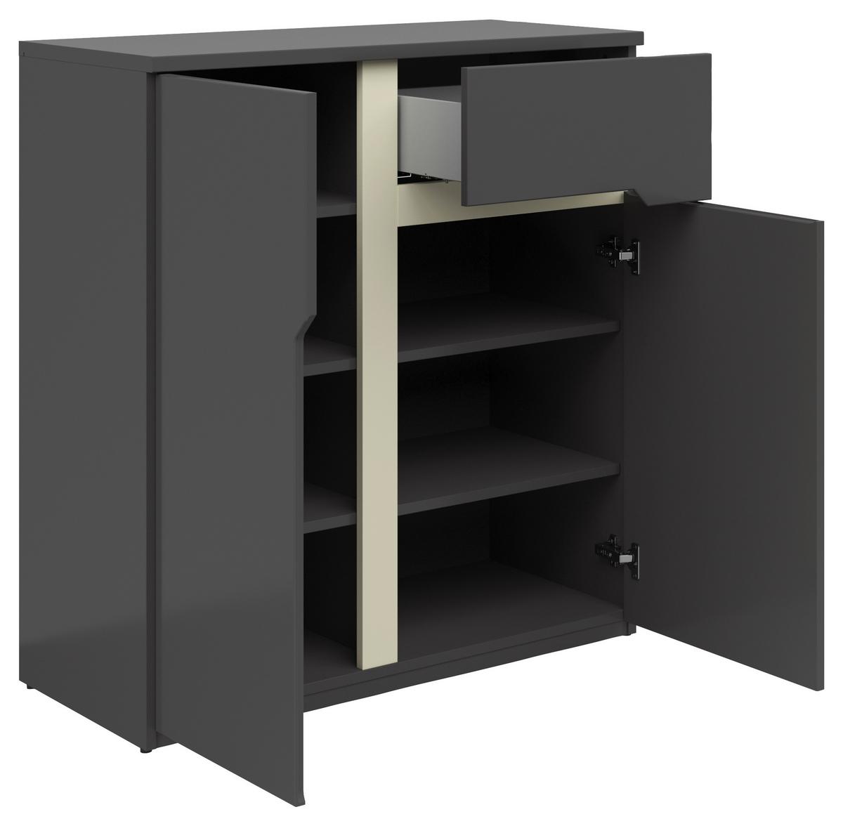 Kommode Manhatten in Grau/Graphitfarben - Graphitfarben/Schwarz, Modern, Holzwerkstoff/Kunststoff (85/95/42cm) - Premium Living