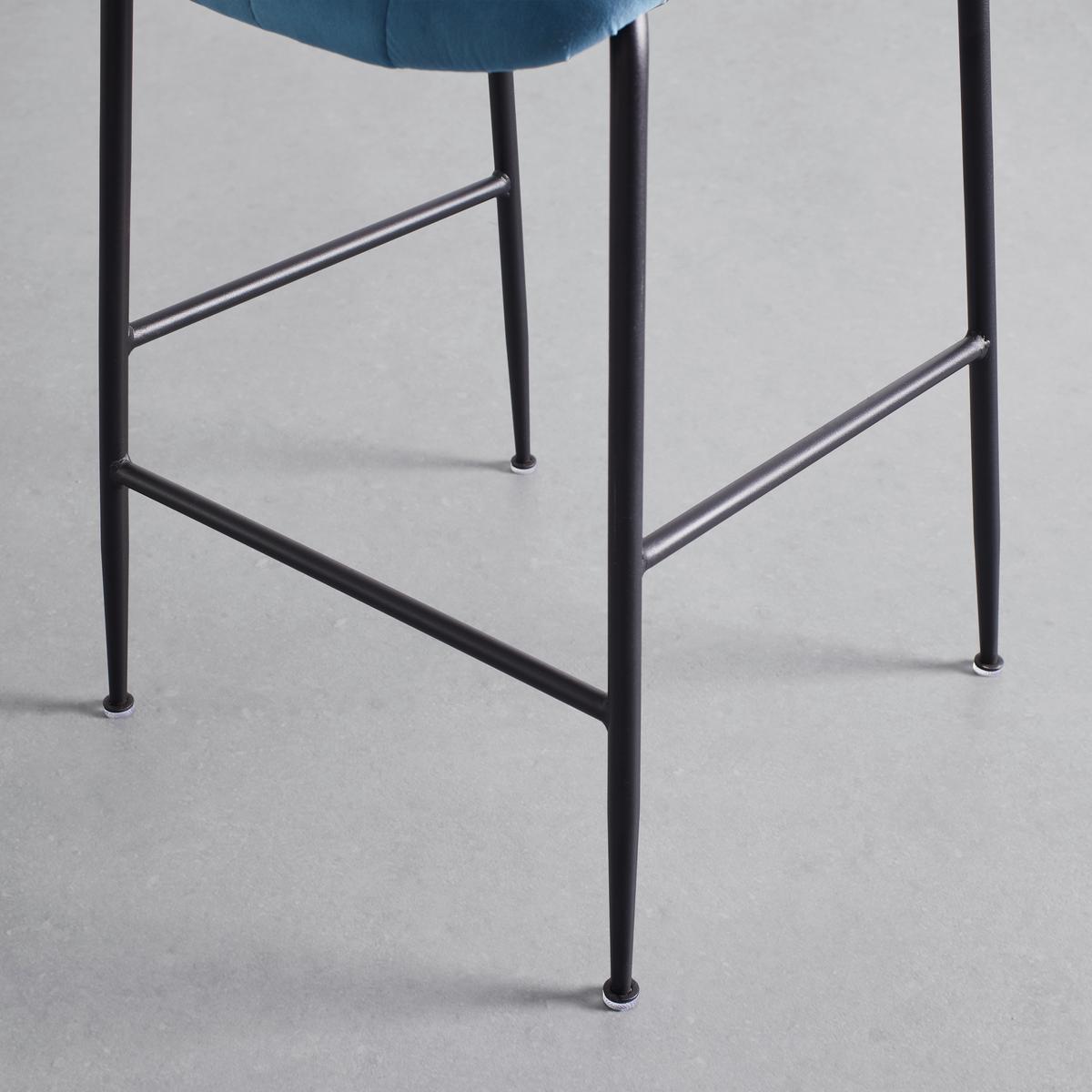 Barhocker Tylor Blau Samt Gepolstert - Blau/Schwarz, MODERN, Holz/Textil (48/102/52cm) - Bessagi Home