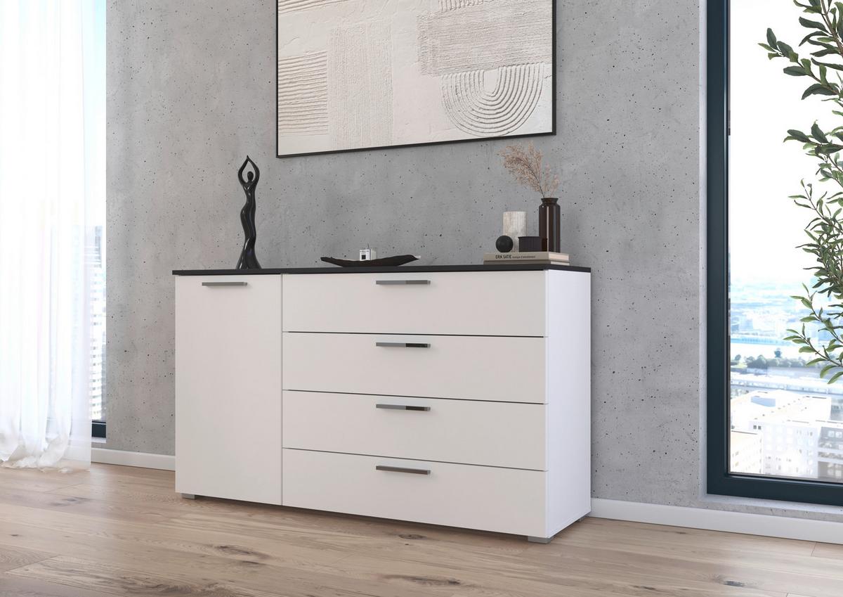 Komoda Caspio - bijela/siva, Konvencionalno, drvni materijal (140/81/42cm) - Premium Living