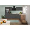 Eckküche Oliver mit Geräten ca. 280x172 cm Grau - Eichefarben/Grau, Basics, Holzwerkstoff/Metall (280/172cm) - Respekta