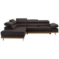 Ecksofa in Dunkelgrau mit Bettfunktion - Chromfarben/Dunkelgrau, Holz/Textil (292/93/226cm) - Premium Living