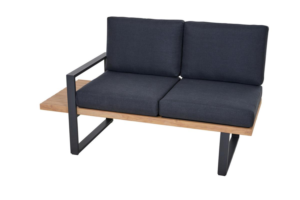 Loungegarnitur Bari Anthrazit/Teakfarben - Anthrazit/Teakfarben, Basics, Textil/Metall (73,5/78,5/155cm) - Siena Garden