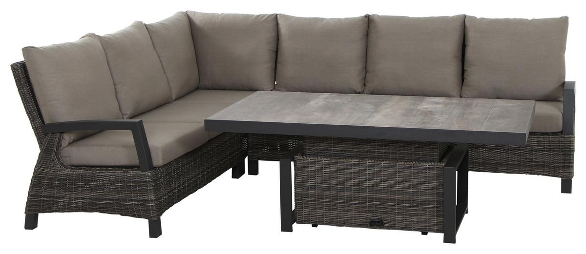 Loungegarnitur Corido Grau - Grau, Basics, Keramik/Kunststoff (83/103/160cm) - Siena Garden