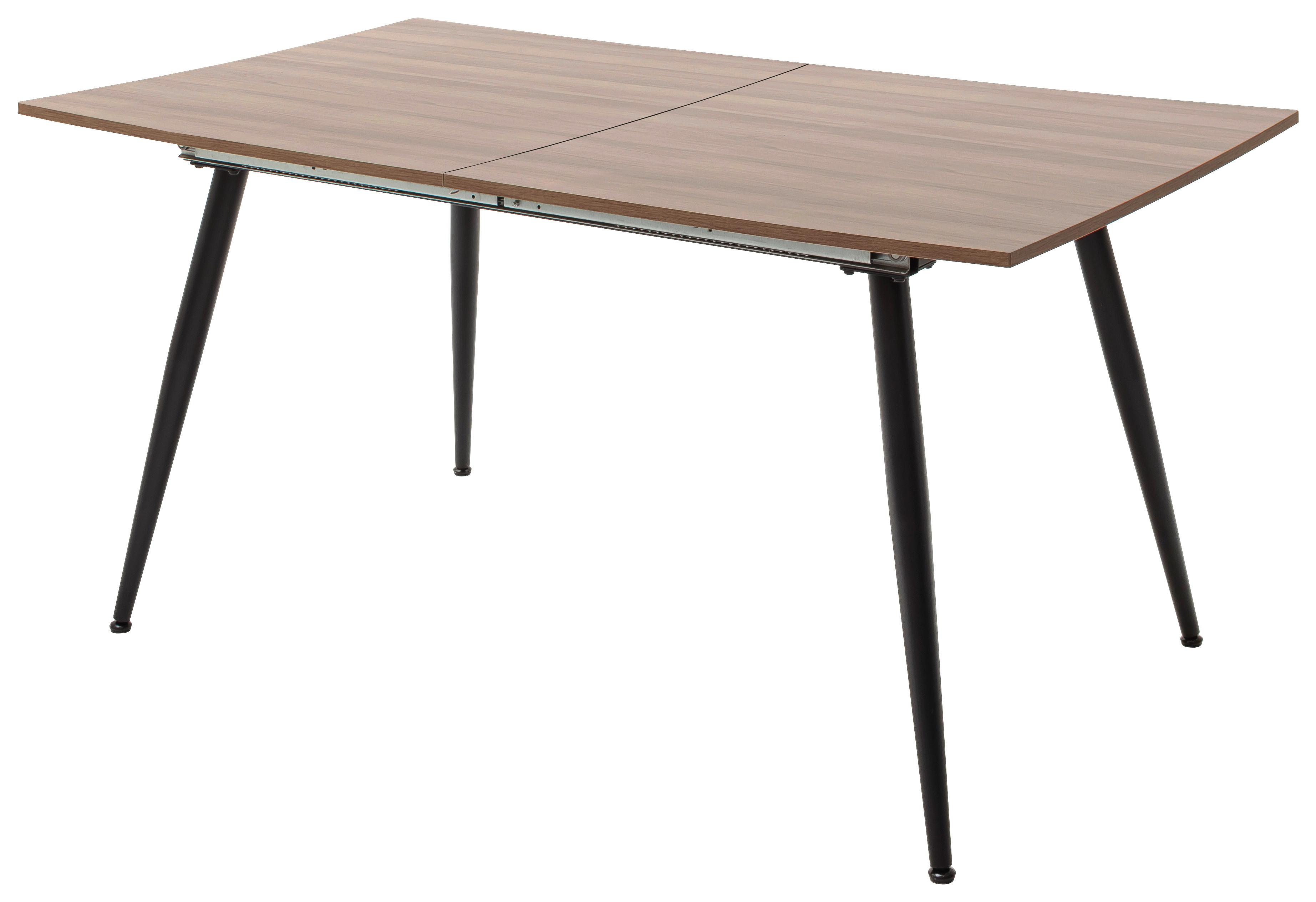 Raztegljiva Jedilna Miza Barbuda, 160-200 X 90 Cm - črna/barva oreha, Moderno, kovina/leseni material (160-200/90/76cm) - MID.YOU
