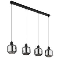 HÄNGELEUCHTE 15754-4H XIA - Klar/Schwarz, Design, Glas/Kunststoff (89/14/120cm) - Globo