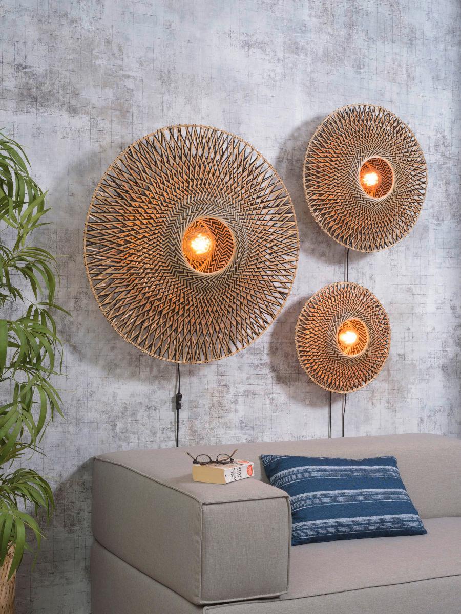 Wandleuchte Bali in Schwarz/Braun max. 40 Watt - Hellbraun/Schwarz, Natur, Naturmaterialien/Metall (87/20cm) - Good & Mojo