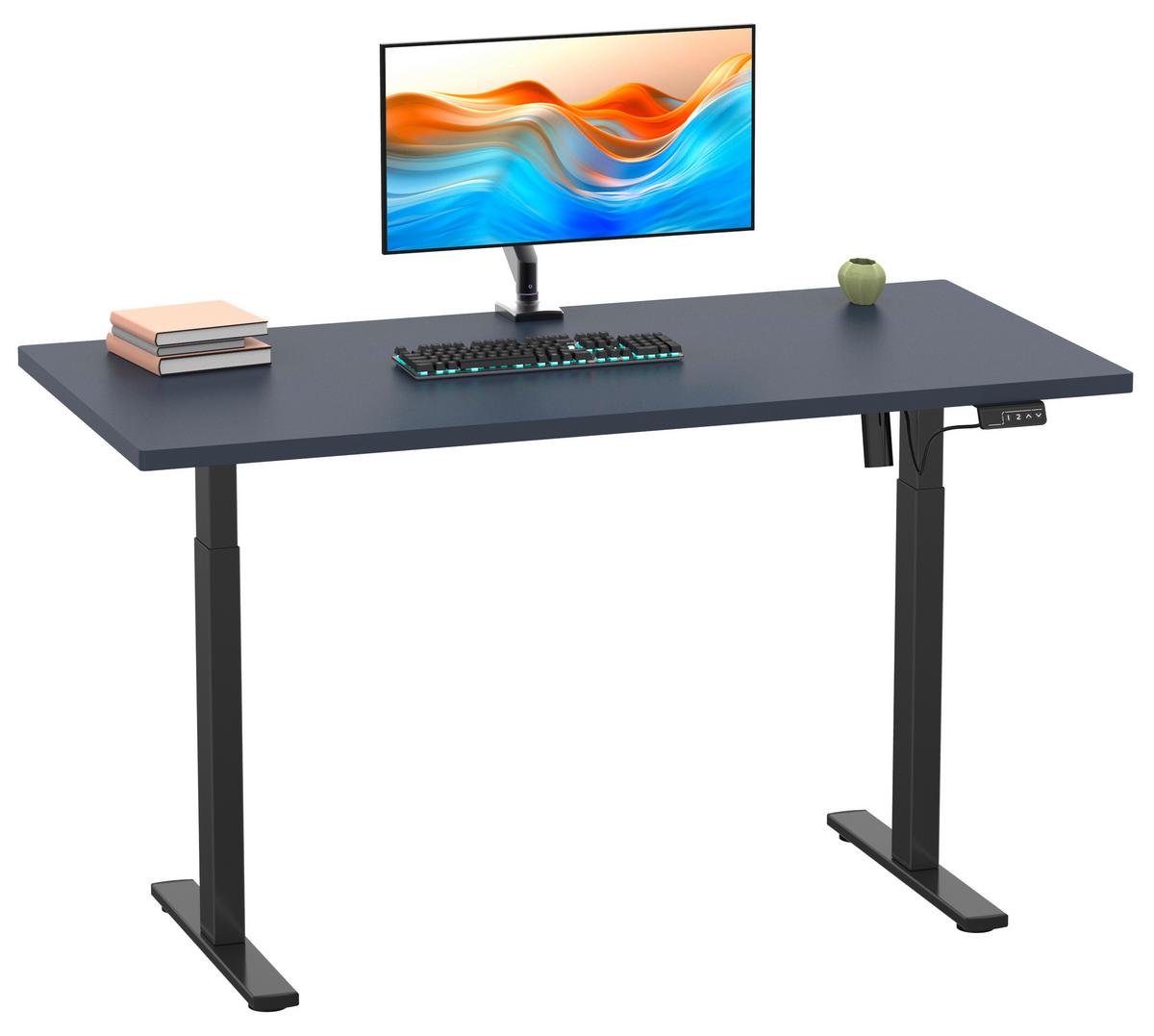 SCHREIBTISCH E-LONA - Anthrazit/Silberfarben, Design, Holzwerkstoff/Metall (110/71/80cm) - MID.YOU