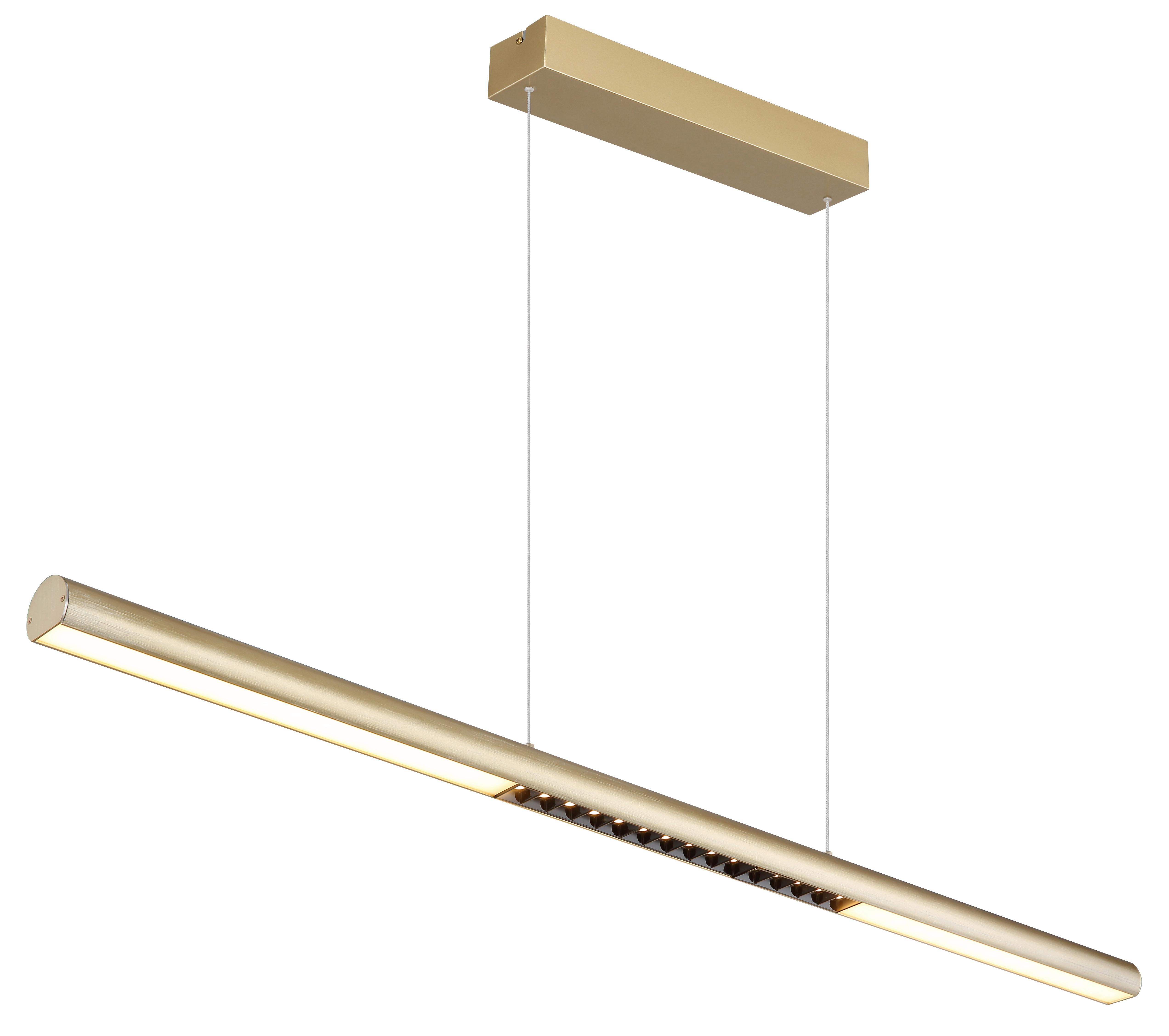 LED-HÄNGELEUCHTE 17018G  CODY - Transparent/Goldfarben, Design, Kunststoff/Metall (120/8/150cm) - Globo