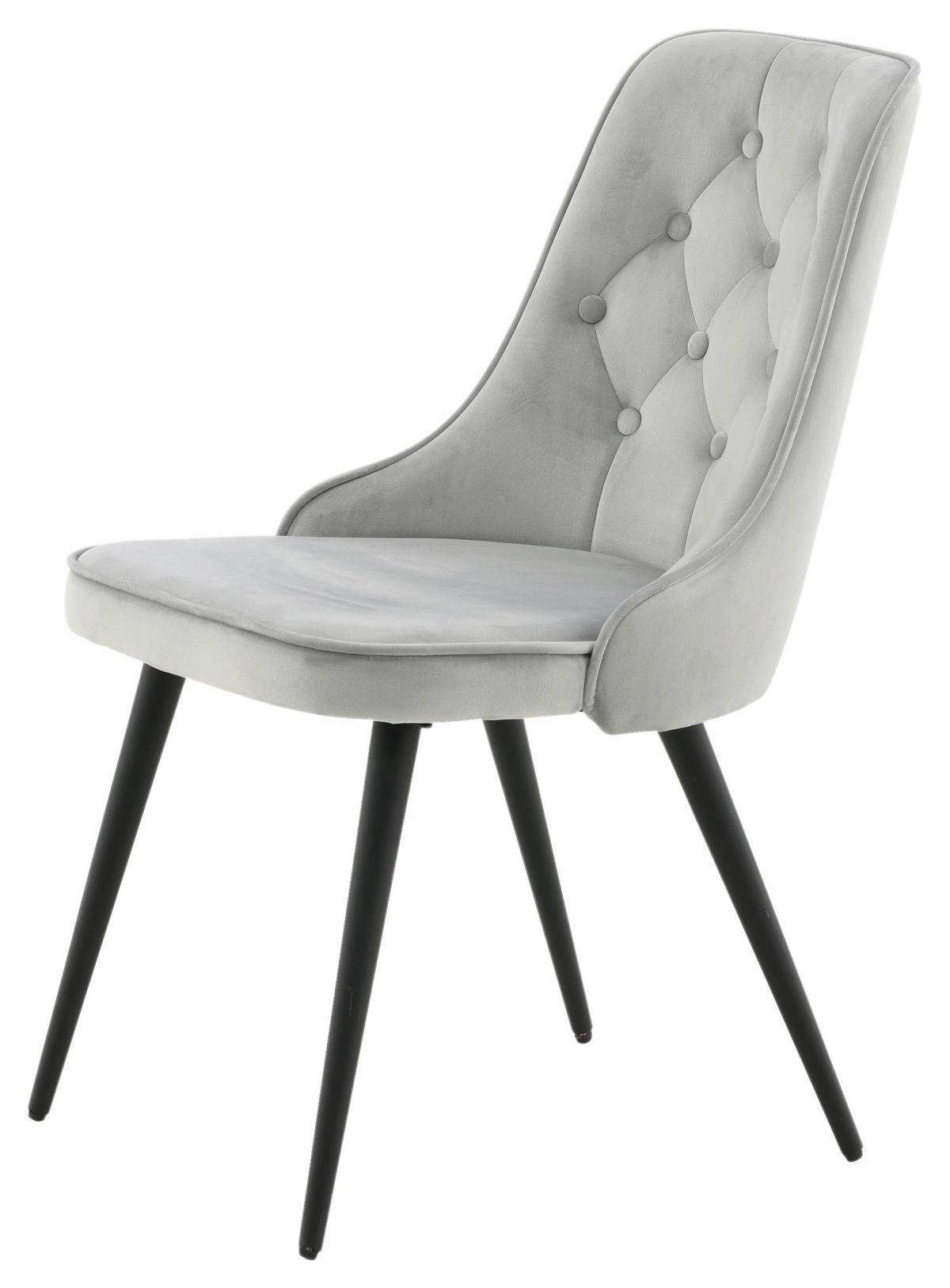 STUHL-SET VELVET DELUXE - Hellgrau/Schwarz, Design, Kunststoff/Textil (50/88,5/66cm) - Livetastic