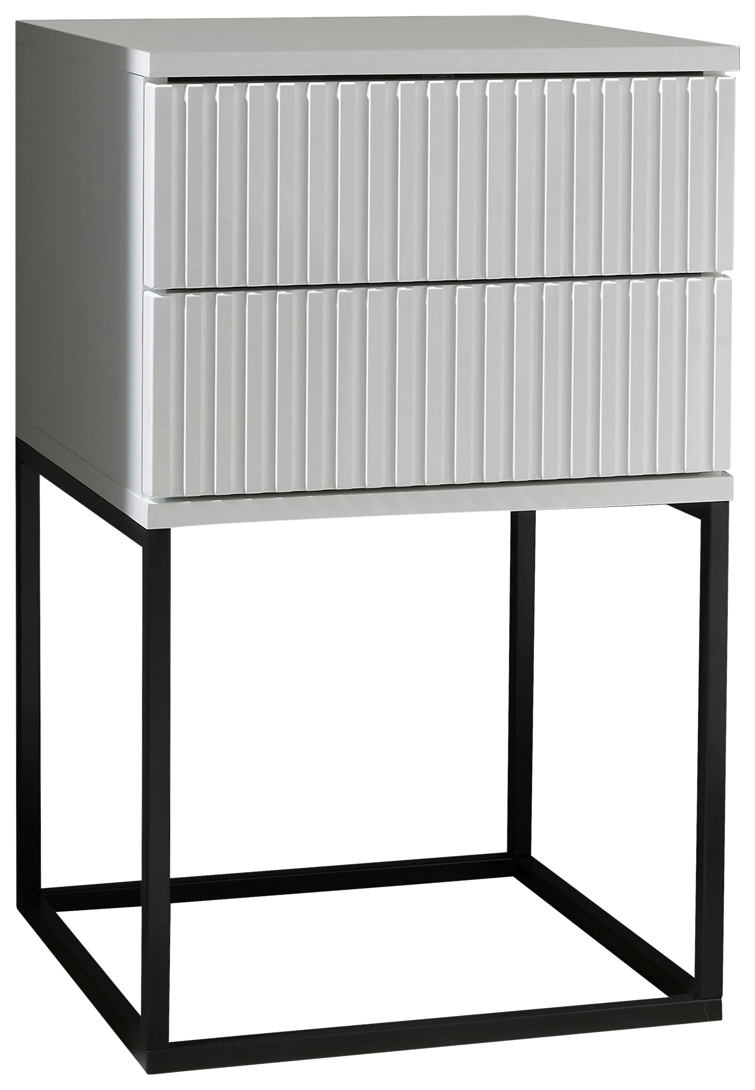 SZAFKA NOCNA MARLE - biały/czarny, Modern, materiał drewnopochodny/metal (40/65/38,5cm) - Livetastic