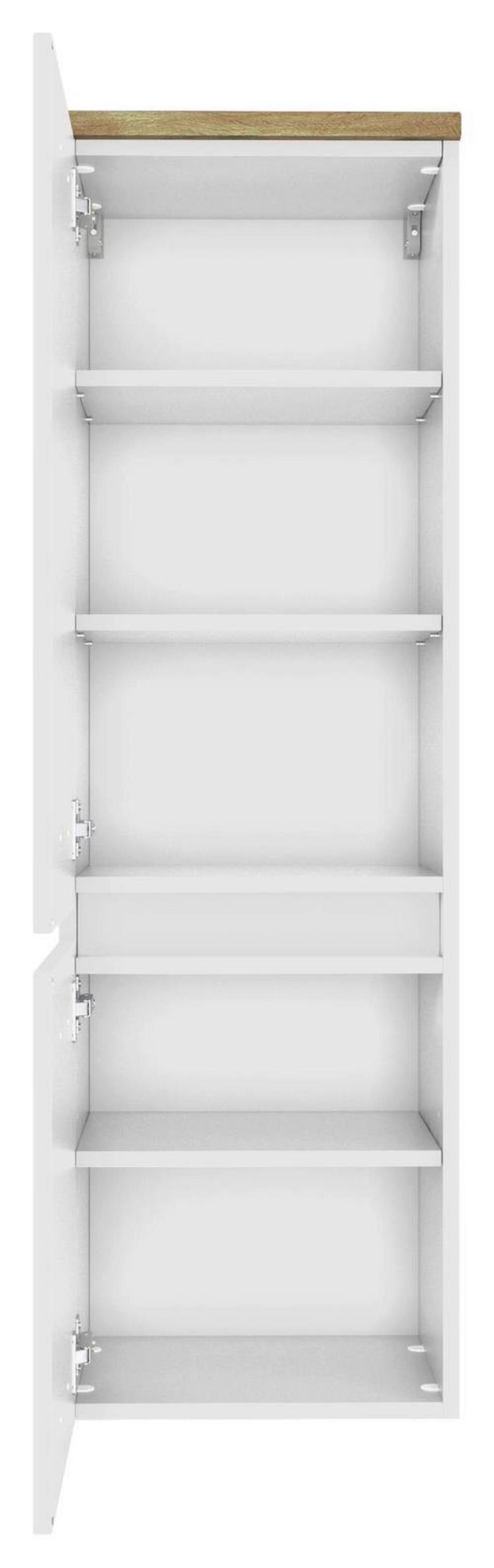 Midischrank in Weiss 'Pienza' - Eichefarben/Silberfarben, Basics, Holzwerkstoff/Kunststoff (40/130/35cm) - Held