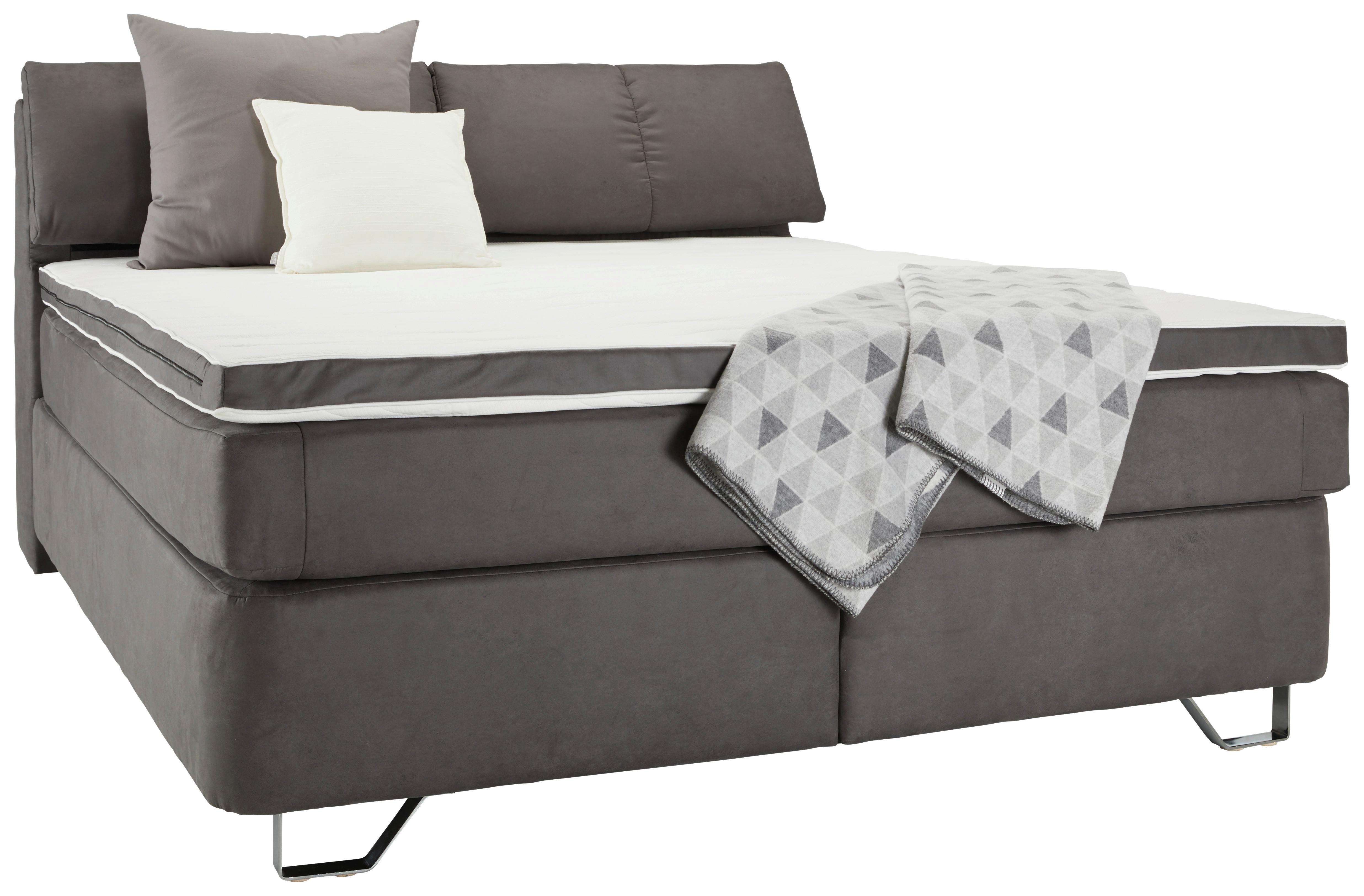 Boxspringbett Tabea Anthrazit ca. 180x200cm - Anthrazit/Alufarben, KONVENTIONELL, Karton/Naturmaterialien (180/200cm) - Premium Living