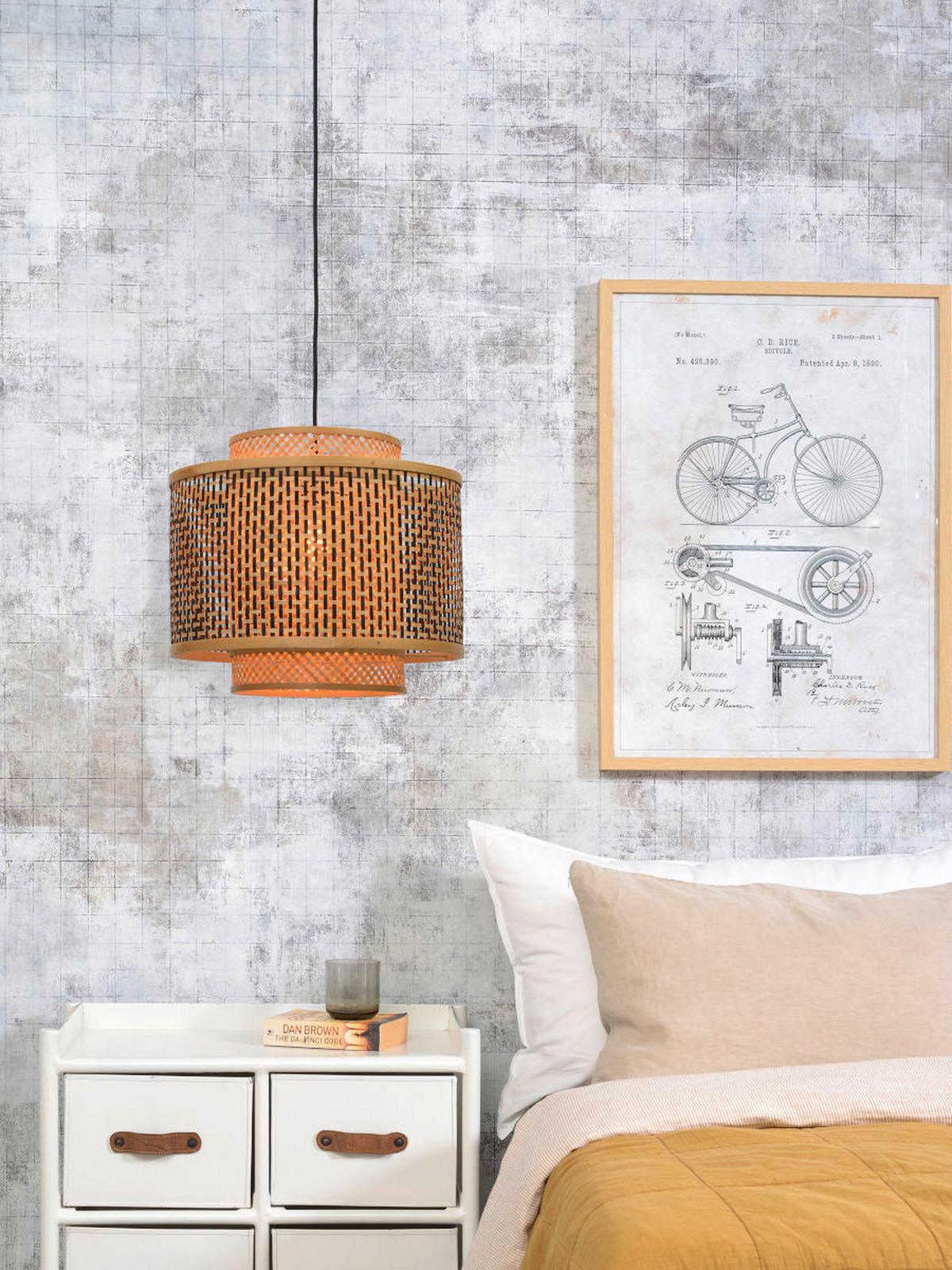 Viseča Svetilka Bhutan, Črna, Bambus - črna/rjava, Design, naravni materiali (43/243/41,5cm) - Good & Mojo