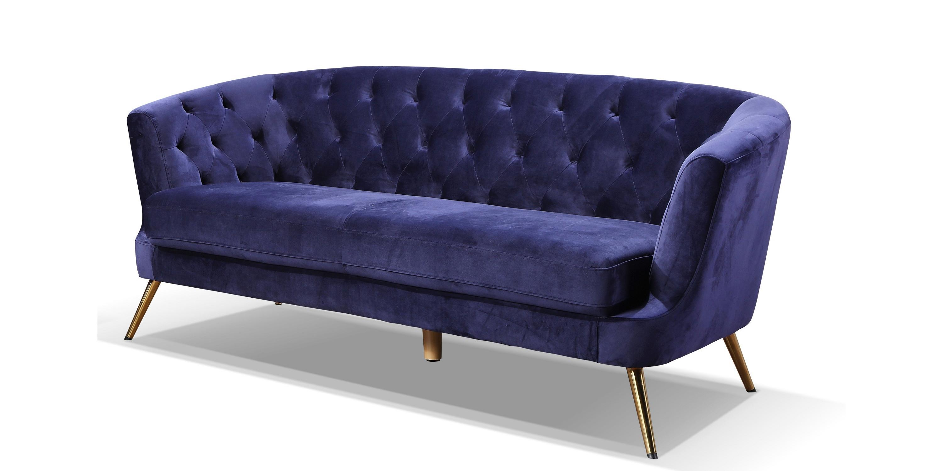 Trosed Lita, Modra, Žamet - zlate barve/modra, Moderno, kovina/tekstil (183/78/83cm) - Modern Living