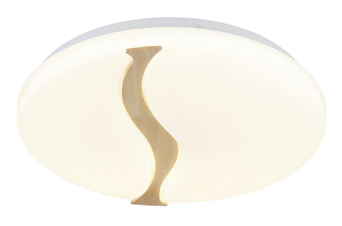 LED-DECKENLEUCHTE 41790-20 LETICIA - Weiss/Braun, Basics, Holz/Kunststoff (39/8cm) - Globo