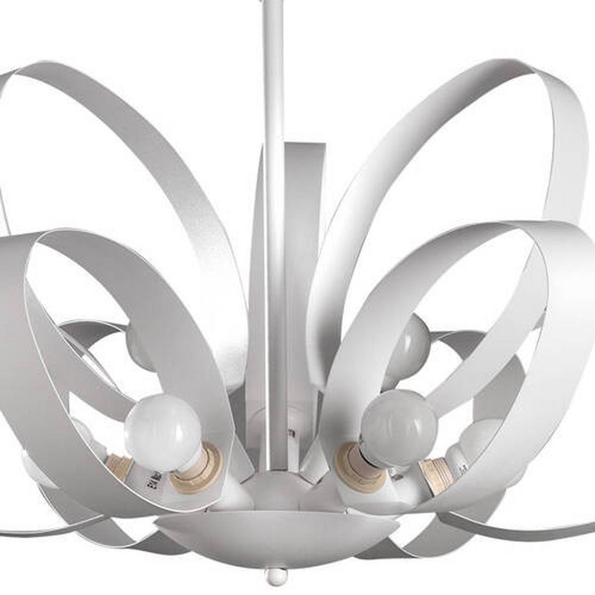 Kronleuchter Serena Weiß max. 6 Watt - Weiß, Design, Metall (75/115cm)