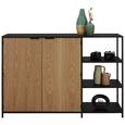 Kommode in Schwarz/Eichefarben - Eichefarben/Schwarz, MODERN, Holzwerkstoff/Metall (140/95,5/40cm) - Modern Living Kommode in Schwarz/Eichefarben - Eichefarben/Schwarz, MODERN, Holzwerkstoff/Metall (140/95,5/40cm) - Modern Living
