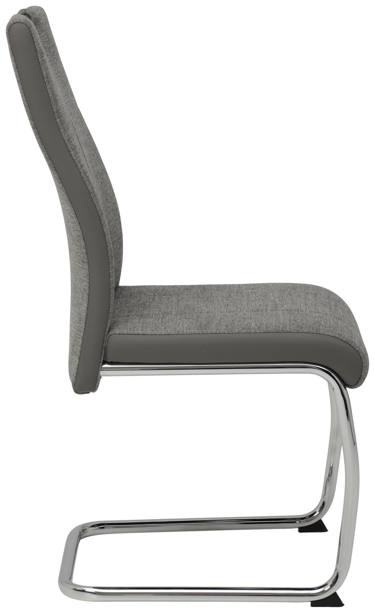 Schwingstuhl Alina 4er-Set Grau Webstoff - Chromfarben/Grau, MODERN, Textil/Metall (43/98/59cm) - MID.YOU