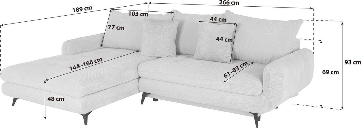 Canapea modulara WAVE - bej, Modern, textil (189/266cm) - Modern Living