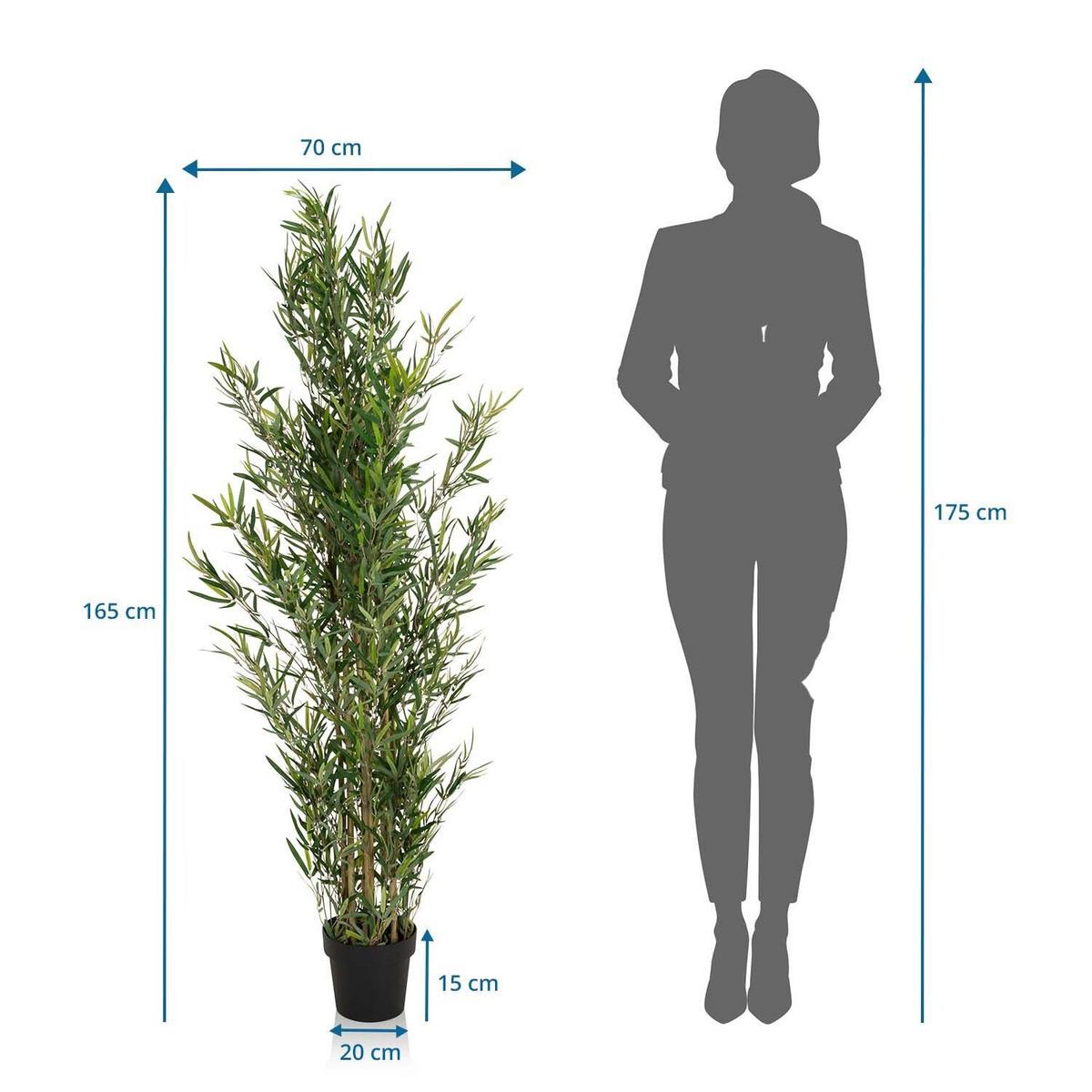 Umetna Rastlina Bambus - črna/zelena, Basics, umetna masa/tekstil (70/165/70cm) - MID.YOU