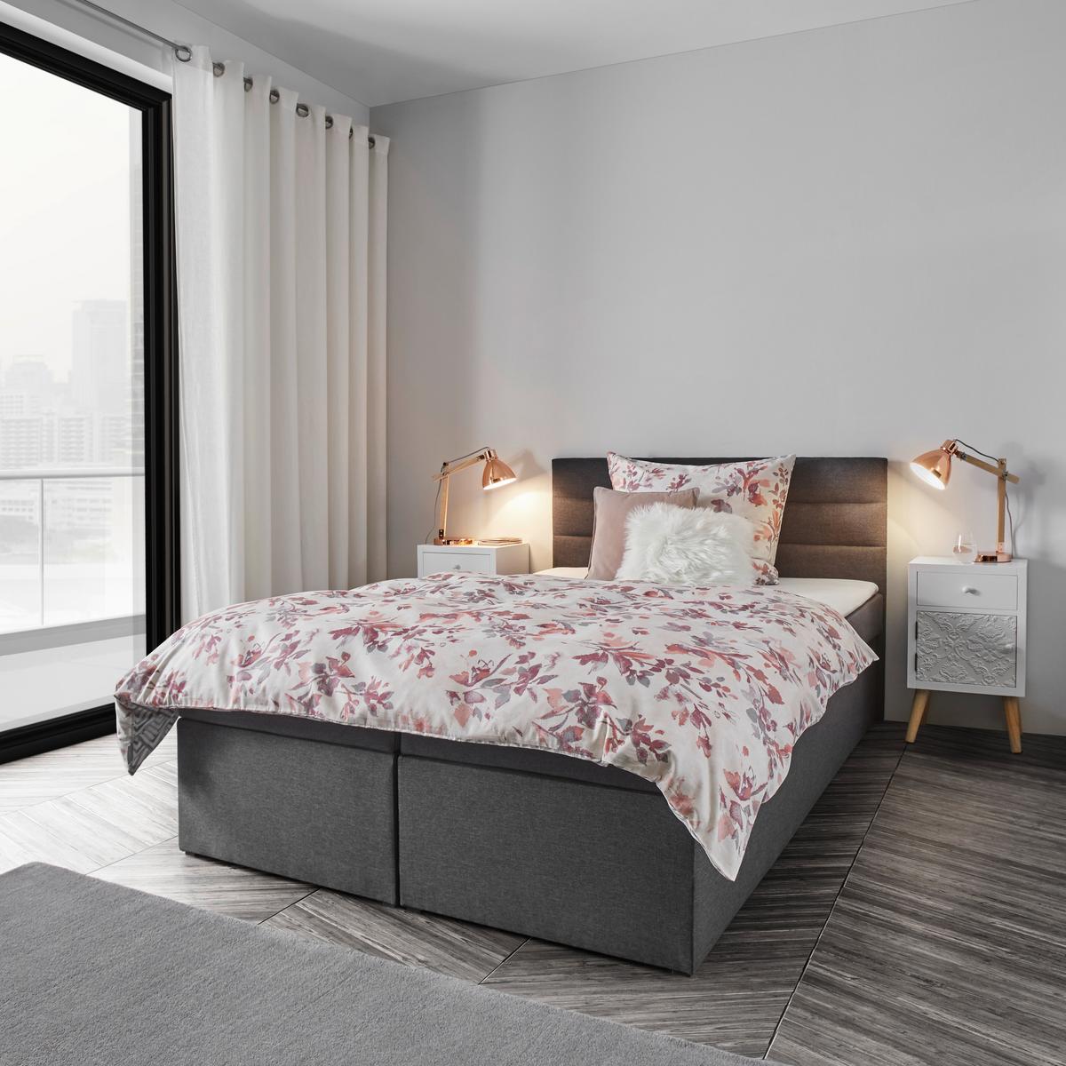 Boxspring Ágy Lisa - sötétszürke, Modern, faalapú anyag/textil (140/200cm) - Bessagi Home