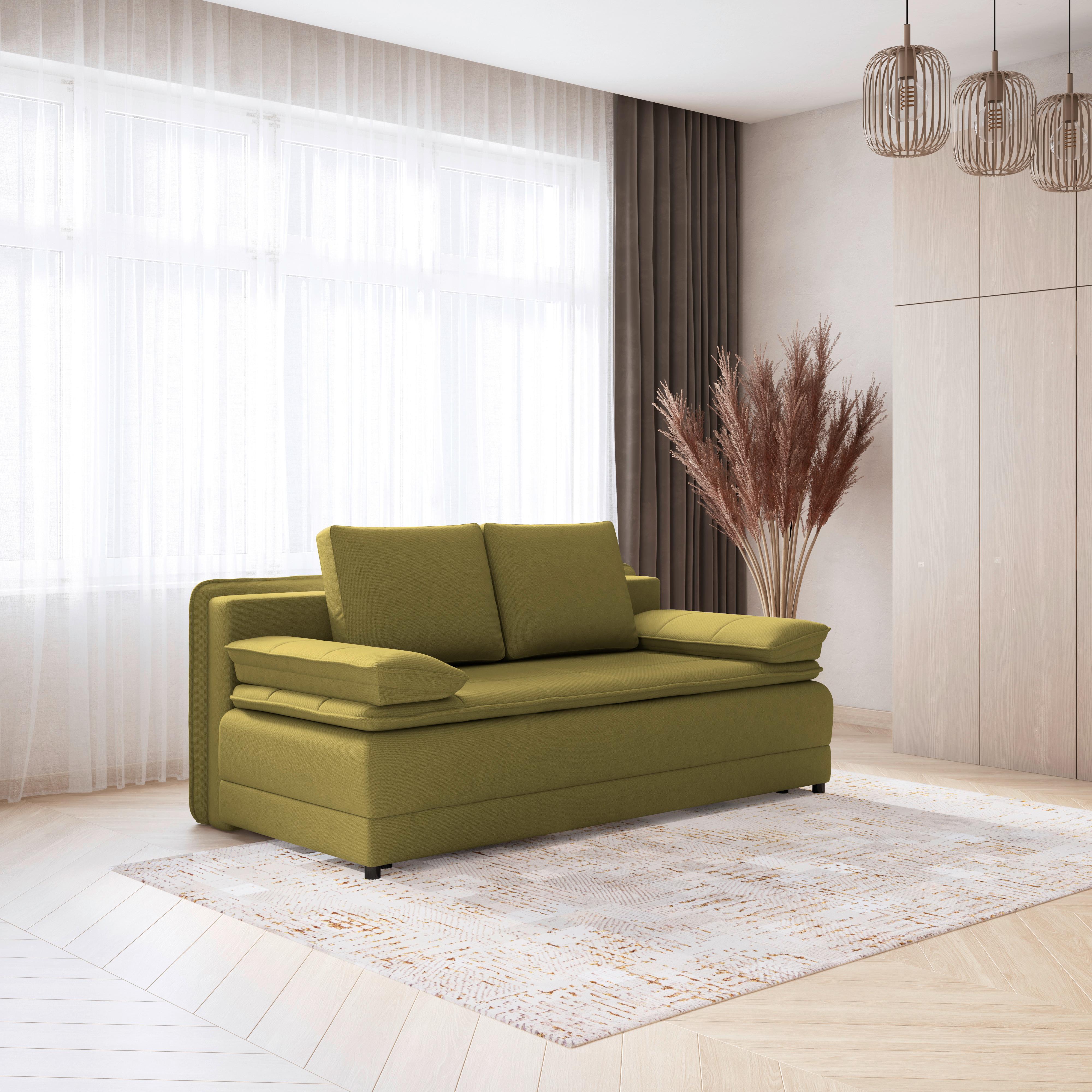Trosjed Na Razvlačenje Alice - maslinasto zelena/crna, Moderno, tekstil/plastika (202/73-92/105cm) - Modern Living