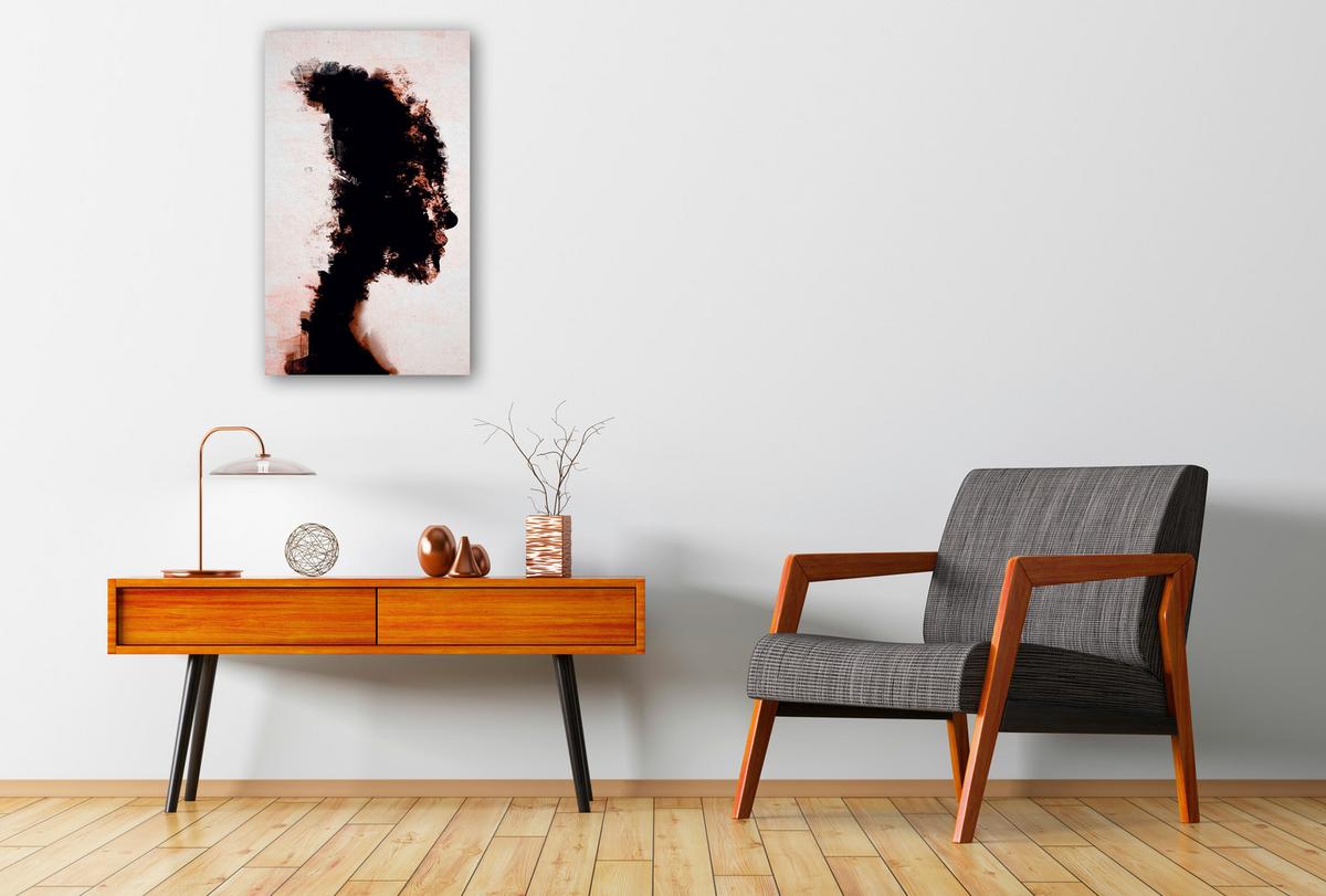 Aluminiumbild Silhouette I Schwarz/Weiß ca. 70x118cm - Schwarz/Weiß, Design, Kunststoff/Metall (70/118cm) - Wandkraft