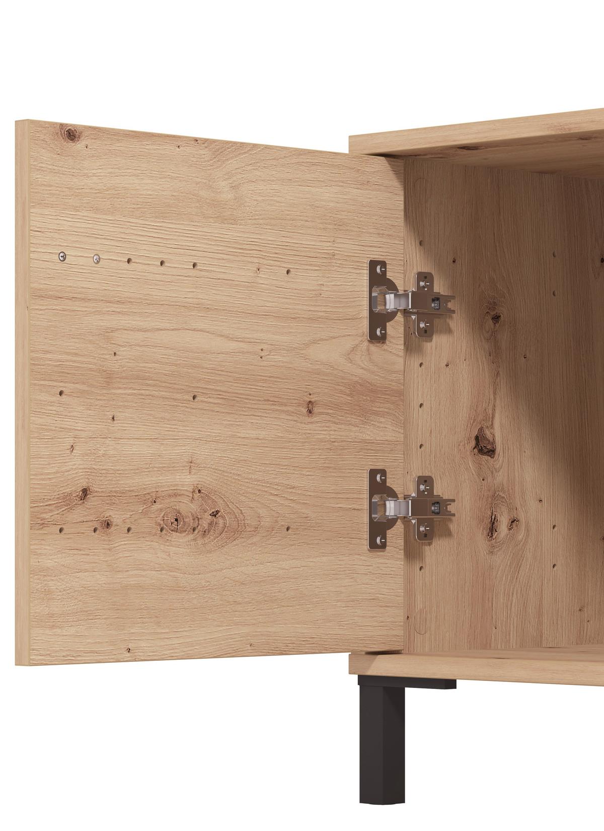 Garderobe Laval Schwarz/Eiche - Schwarz/Eiche Artisan, MODERN, Glas/Holzwerkstoff (87/190/40cm) - Mömax