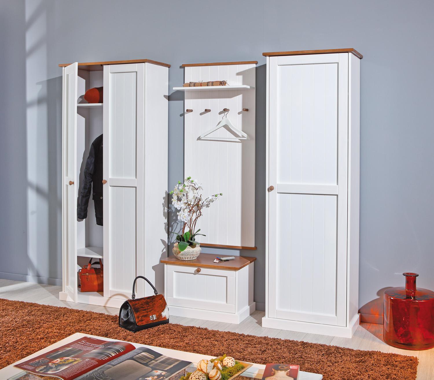 Garderobe "Westerland" , aus Kiefer - Braun/Kieferfarben, LIFESTYLE, Holz (64/41/37,5cm) - MID.YOU