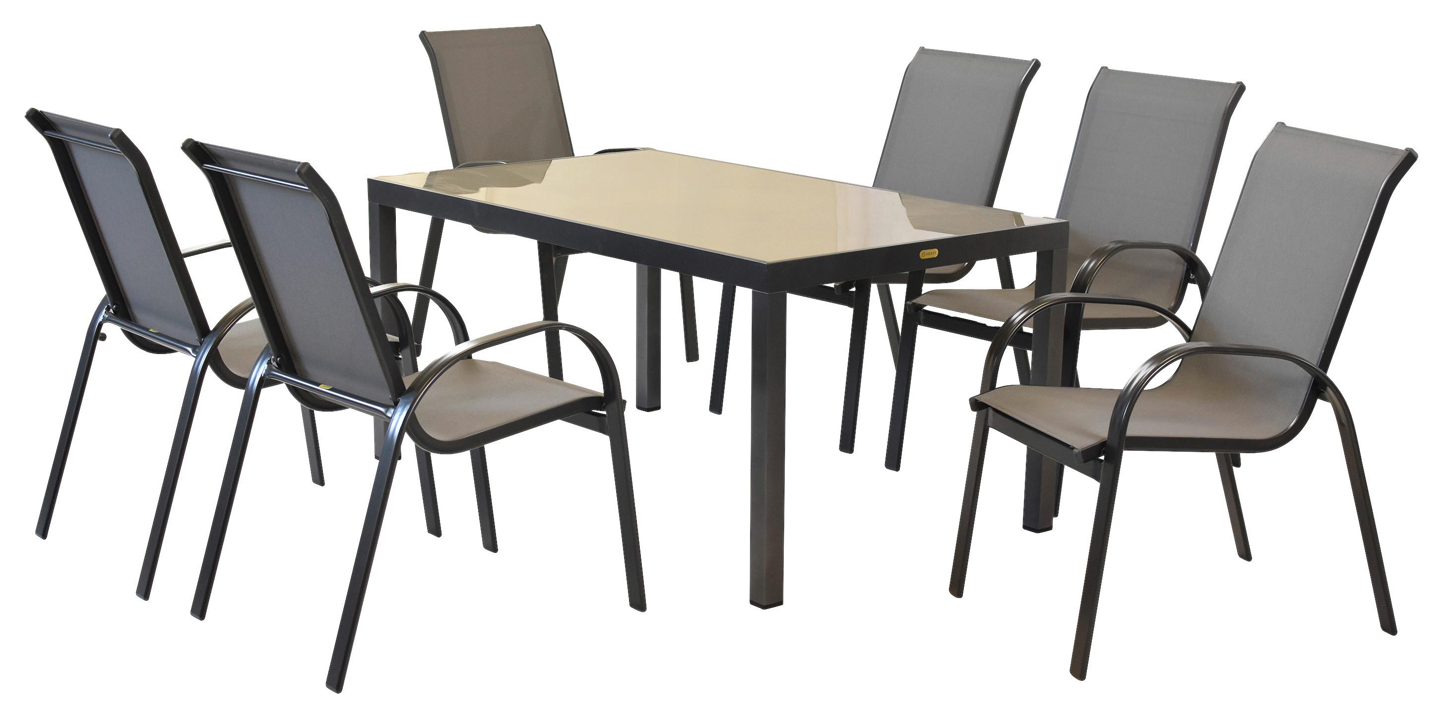 GARTENSET AMALFI - Graphitfarben/Grau, MODERN, Textil/Metall - Gardenson