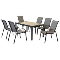 GARTENSET AMALFI - Graphitfarben/Grau, MODERN, Textil/Metall - Gardenson