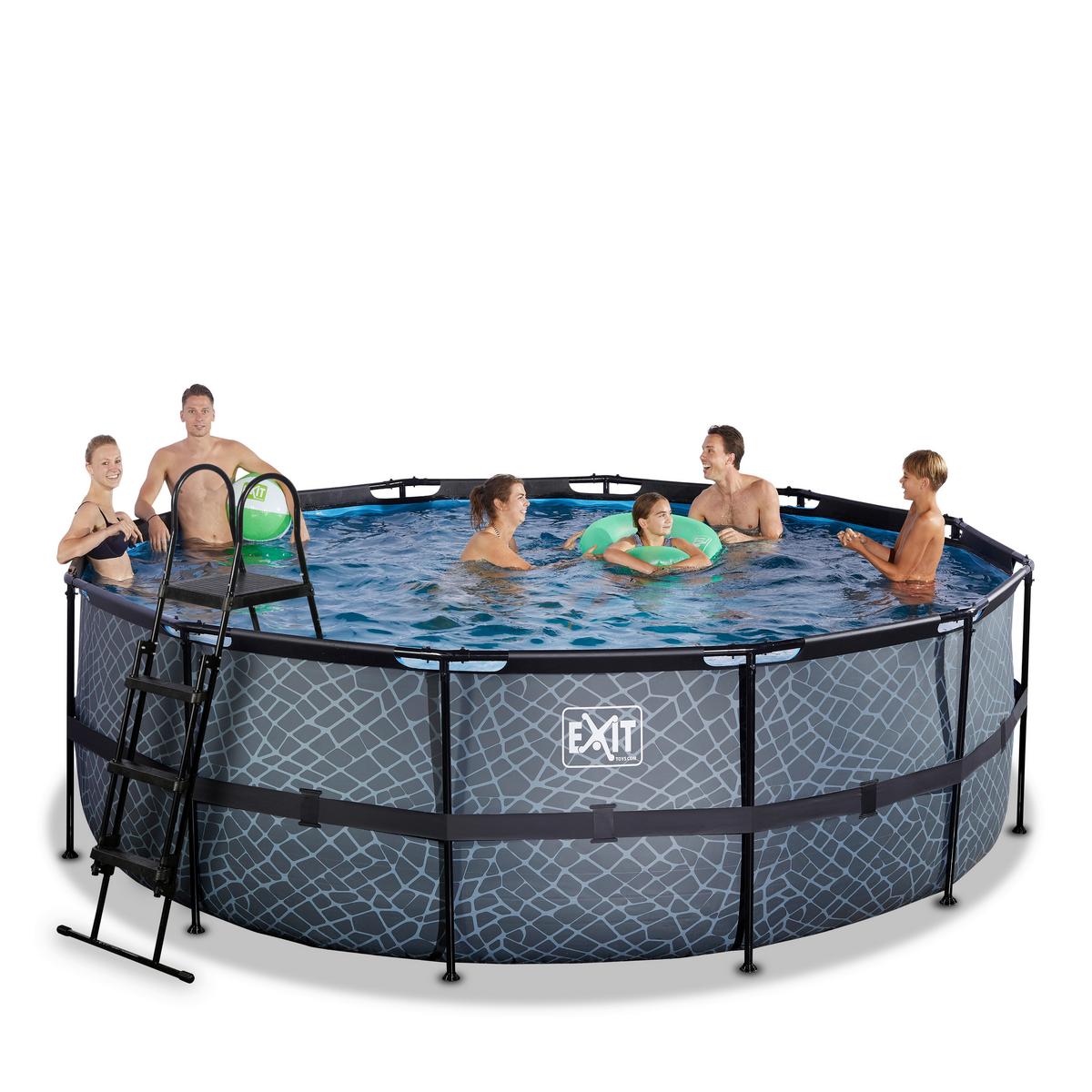 Bazen Exit Stone Pool, Črpalka S Peščenim Filtrom, Ø 427cm - siva, Konvencionalno, kovina (427/122cm) - EXIT Toys