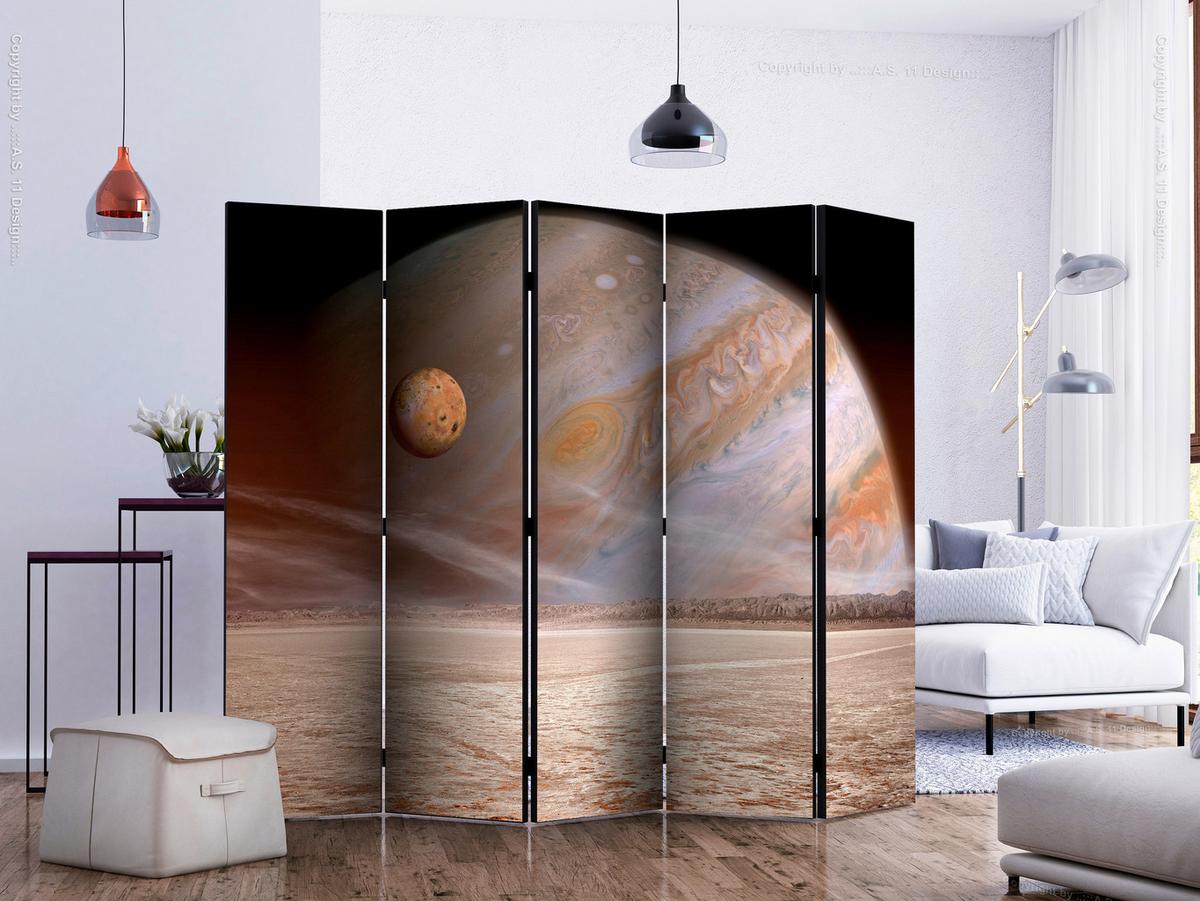 Paravan Planets I, 5-Delni, Akustičen - sahara/bež, Basics, umetna masa/tekstil (225/172/3cm) - artgeist