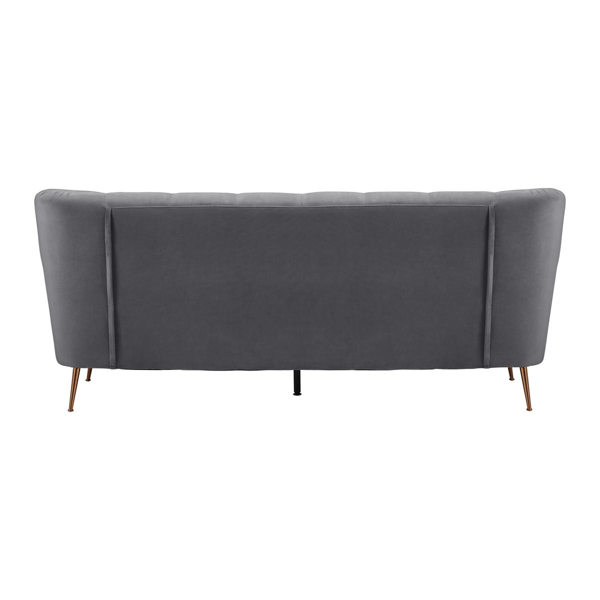 Bigsofa Liliana Dunkelgrau Samt - Dunkelgrau/Roségold, MODERN, Holz/Textil (227/95/93cm) - Bessagi Home
