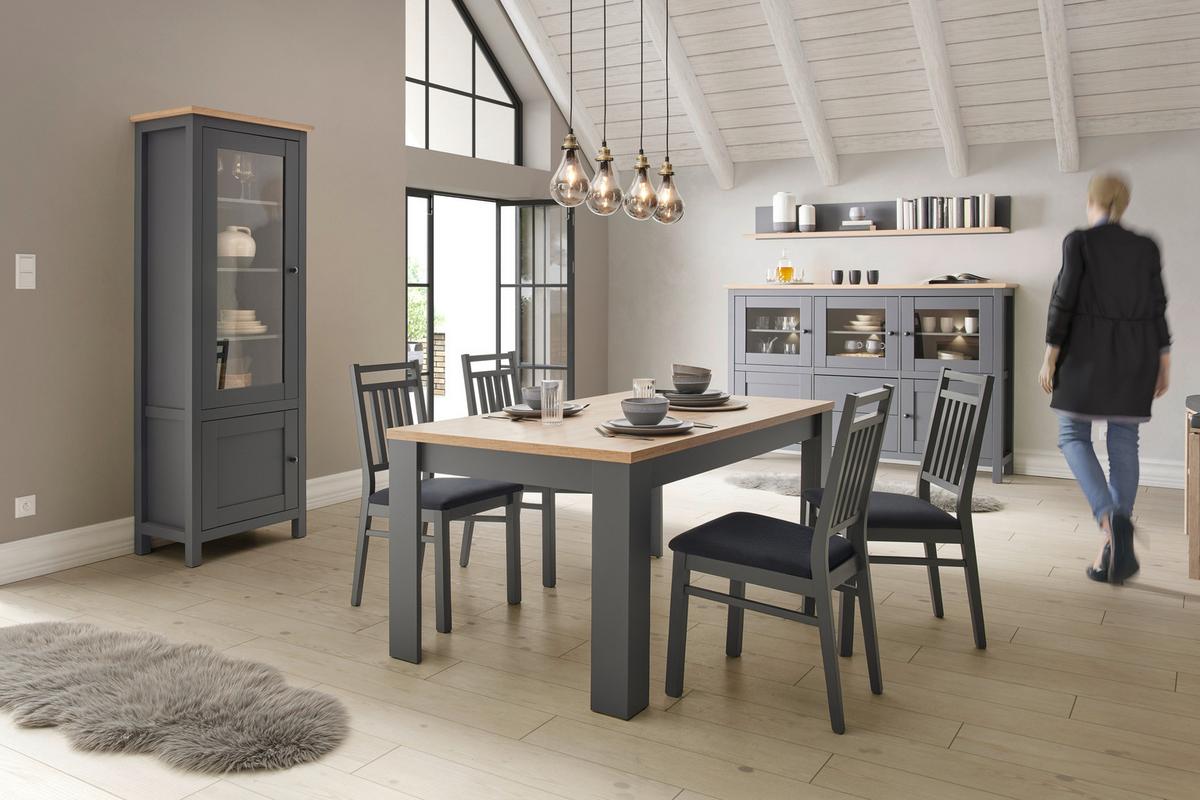 Wandregal "Claudio", dunkelgrau/eiche - Dunkelgrau/Eiche Artisan, Modern, Holz (175/25/24cm) - Bessagi Home