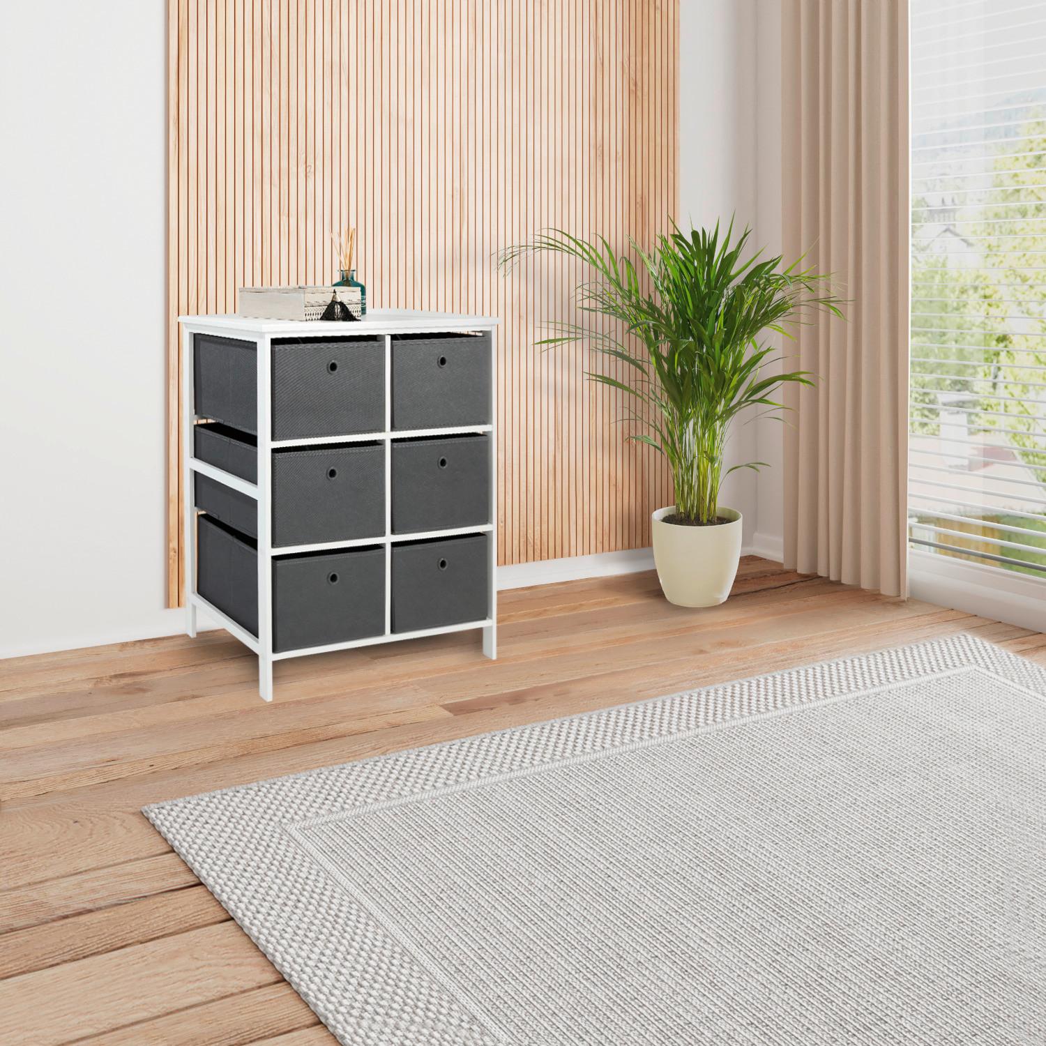 Etajeră OLIVER - alb/gri, Modern, textil/material pe bază de lemn (70/80/30cm) - Modern Living