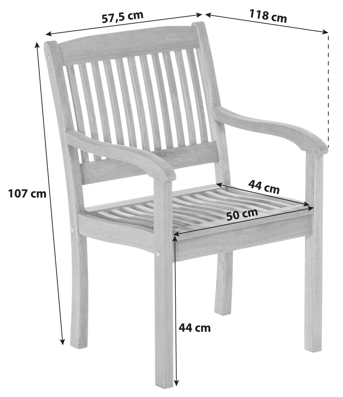 Vrtni Stol Maracaibo, Masivno - naravne barve, Konvencionalno, les (57,5/107/118cm) - Gardenson