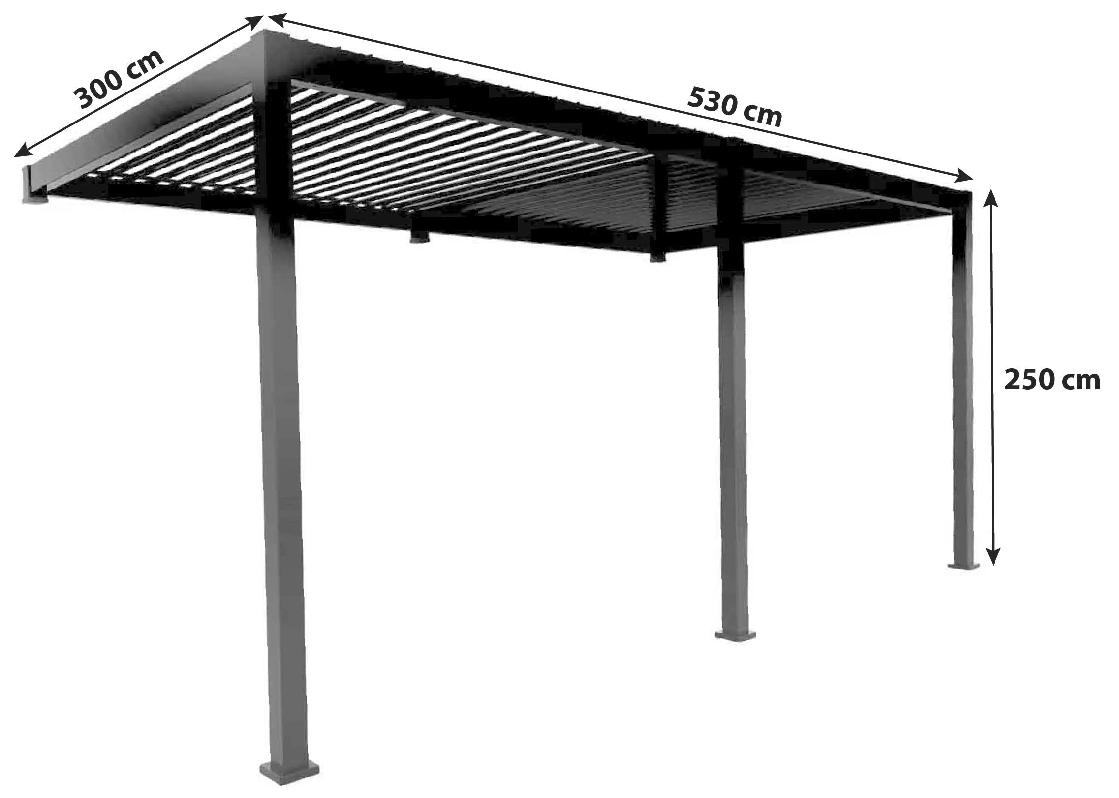 Pergola "Mirador Deluxe", Anthrazit, Wandmont. B: 530 cm - Anthrazit, MODERN, Metall (530/250/300cm) - Gardenson