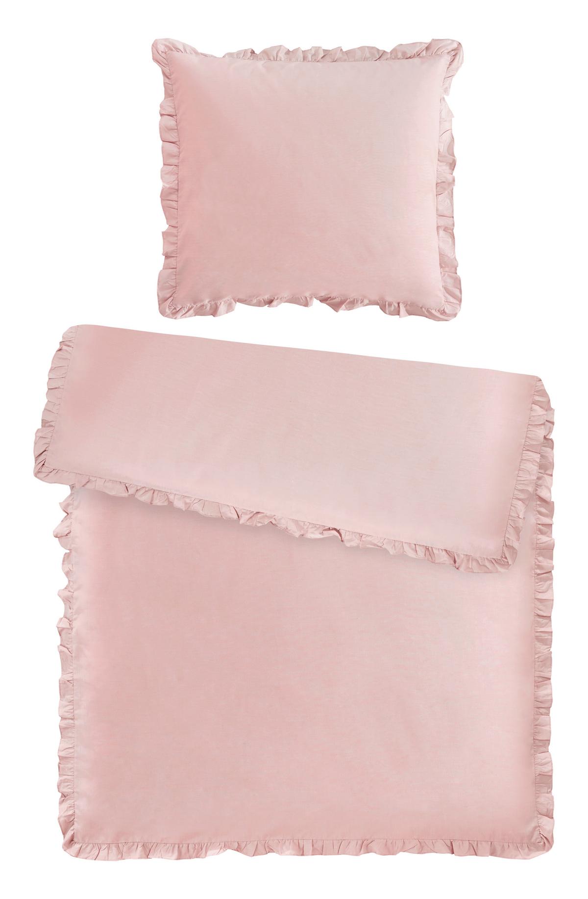 Bettwäsche Rüschen XL Rosa ca. 155x200cm - ROMANTIK / LANDHAUS, Textil (155/220cm) - Modern Living