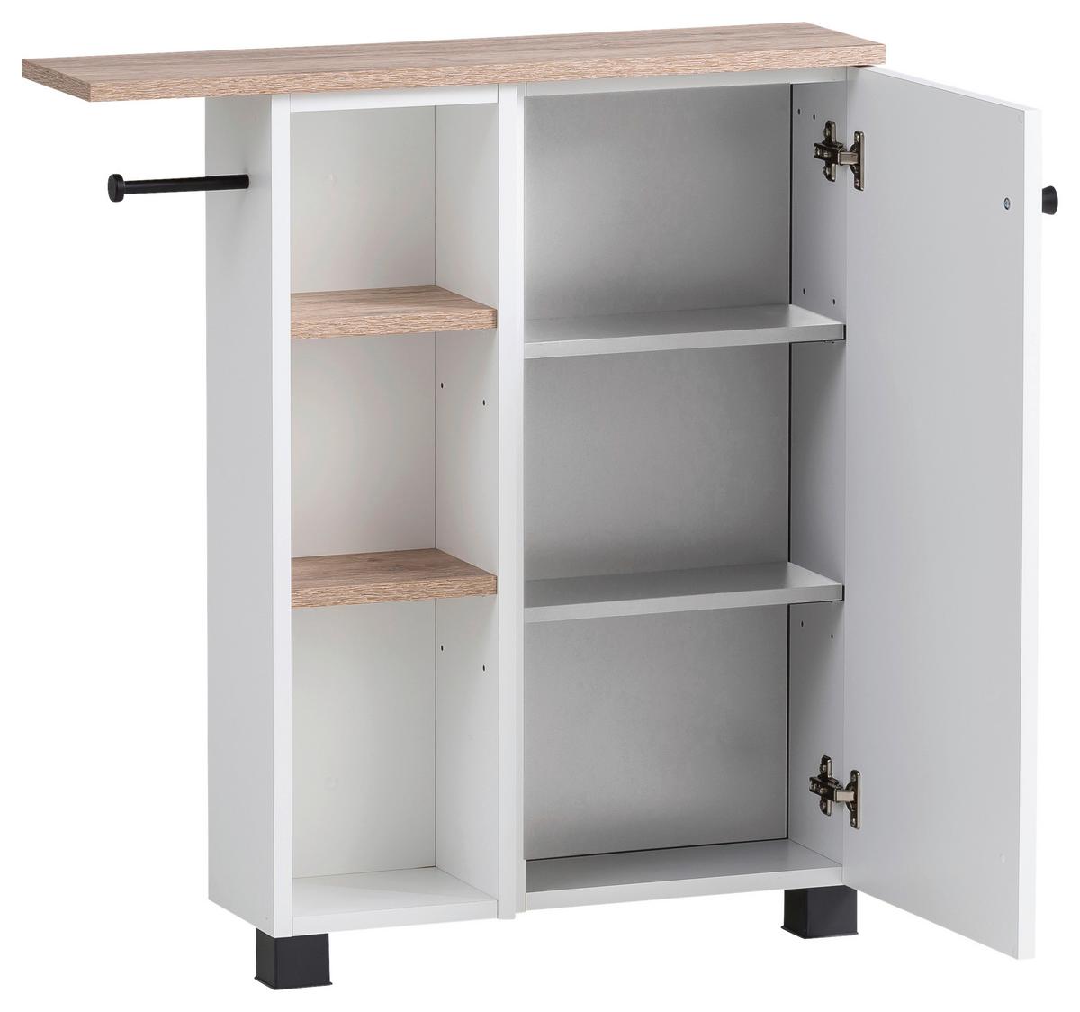 Unterschrank Balto Weiß - Wildeiche/Schwarz, MODERN, Holzwerkstoff/Kunststoff (70,7/77/17cm) - MID.YOU